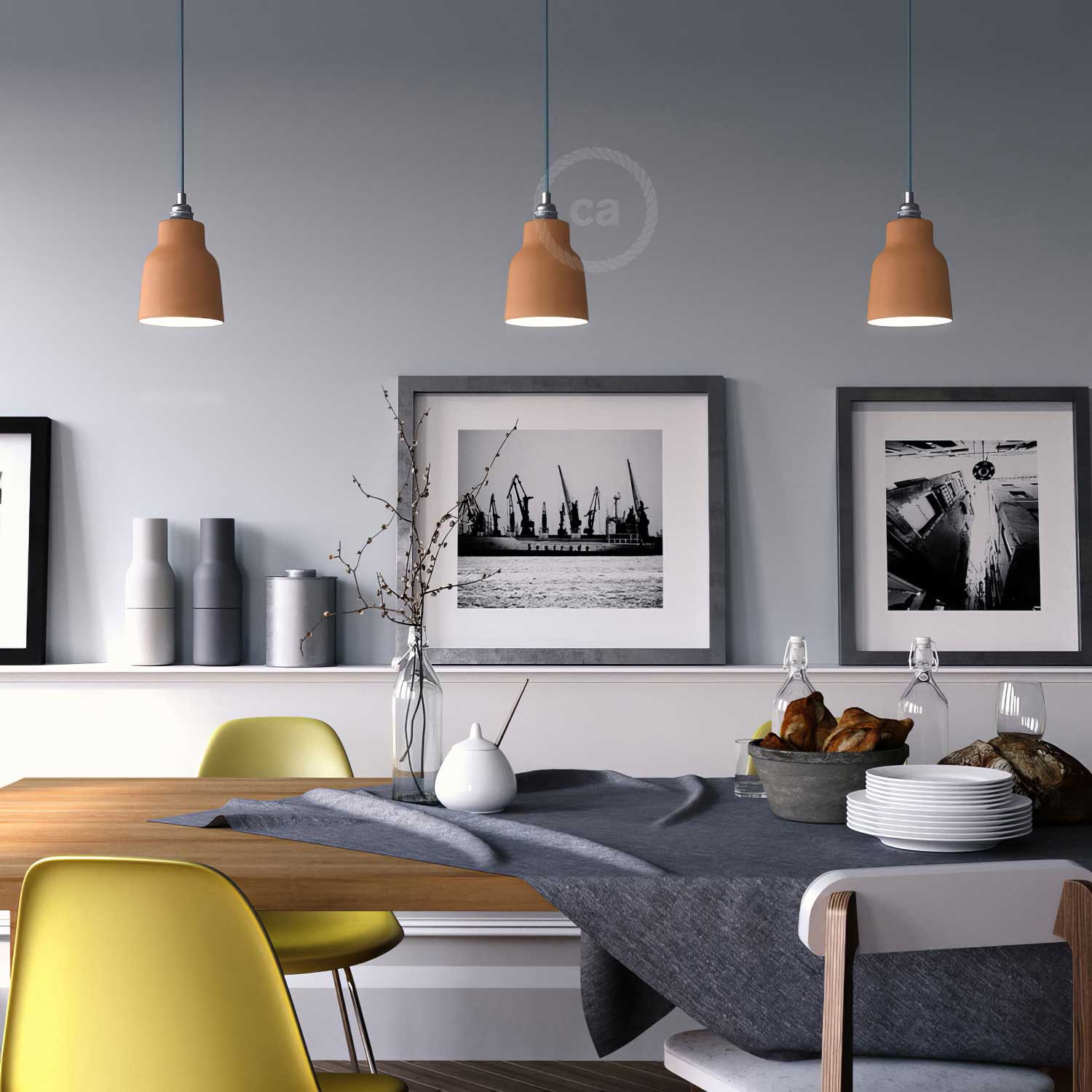 Paralume Vaso in ceramica, collezione Materia - Made in Italy - Terracotta striato - Creative Cables