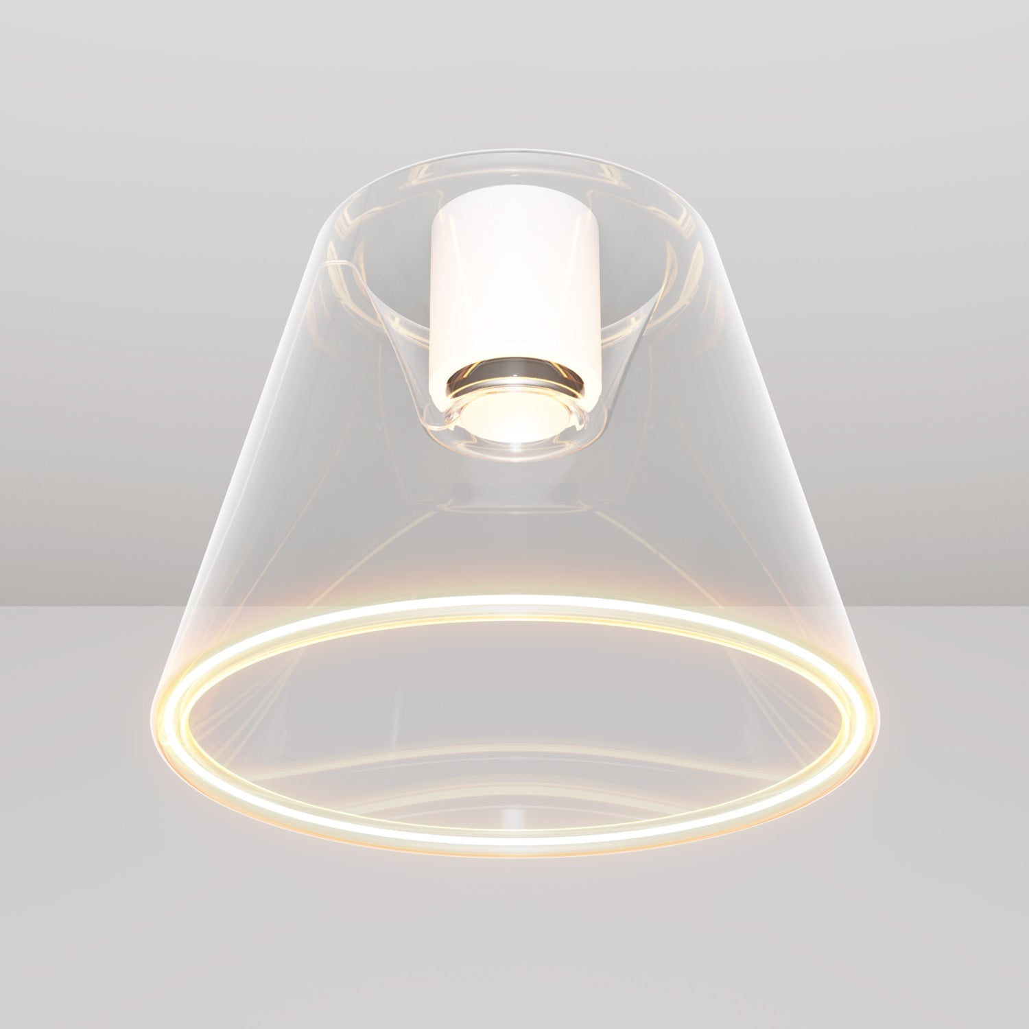 Plafoniera design con lampadina Ghost a cono trasparente - Bianco