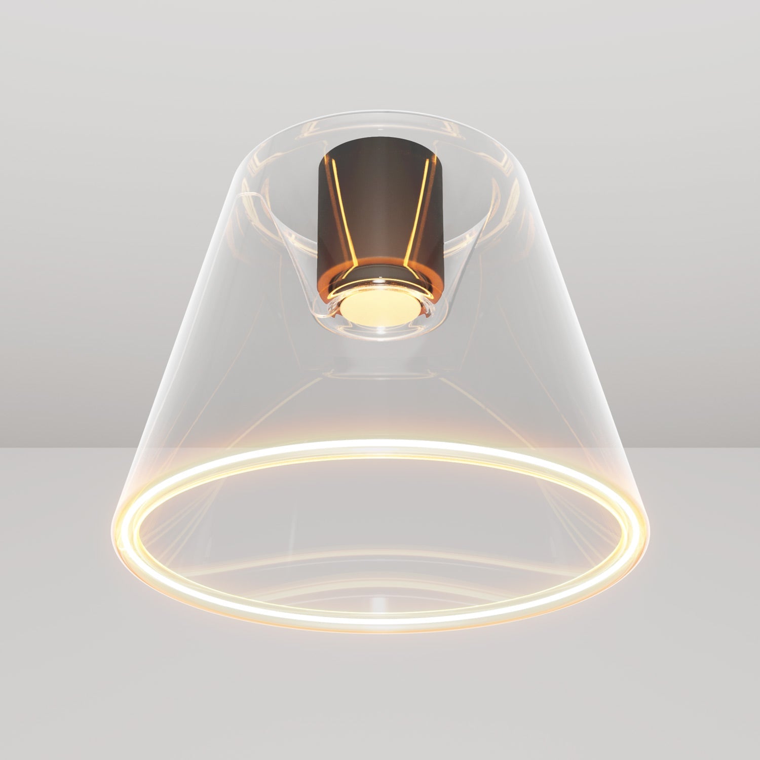 Plafoniera design con lampadina Ghost a cono trasparente - Nero - Creative Cables