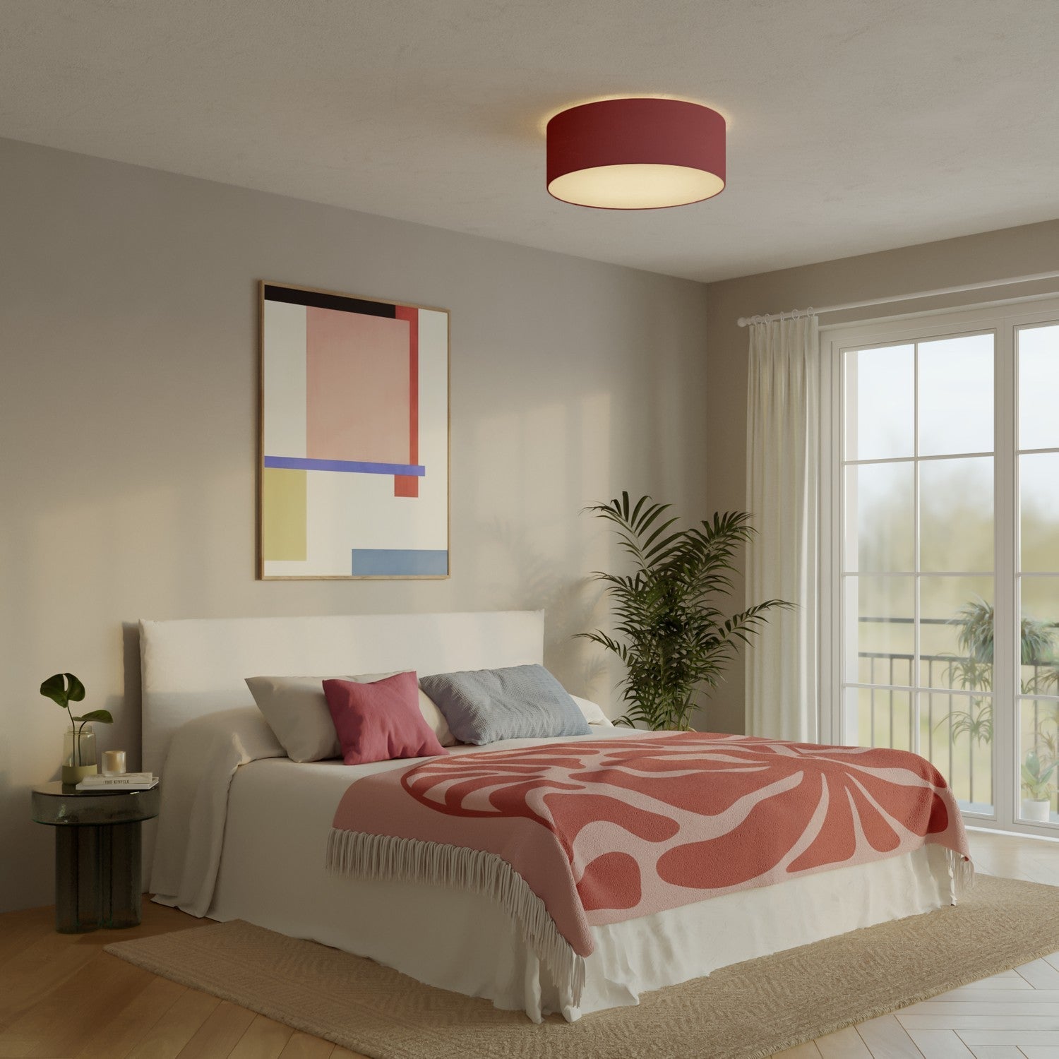 Plafoniera in tessuto Large - Made in Italy - Arenal Bordeaux - Creative Cables