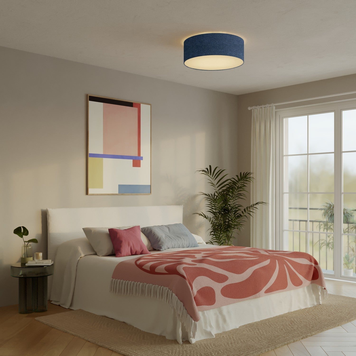 Plafoniera in tessuto Large - Made in Italy - Lana Blu - Creative Cables