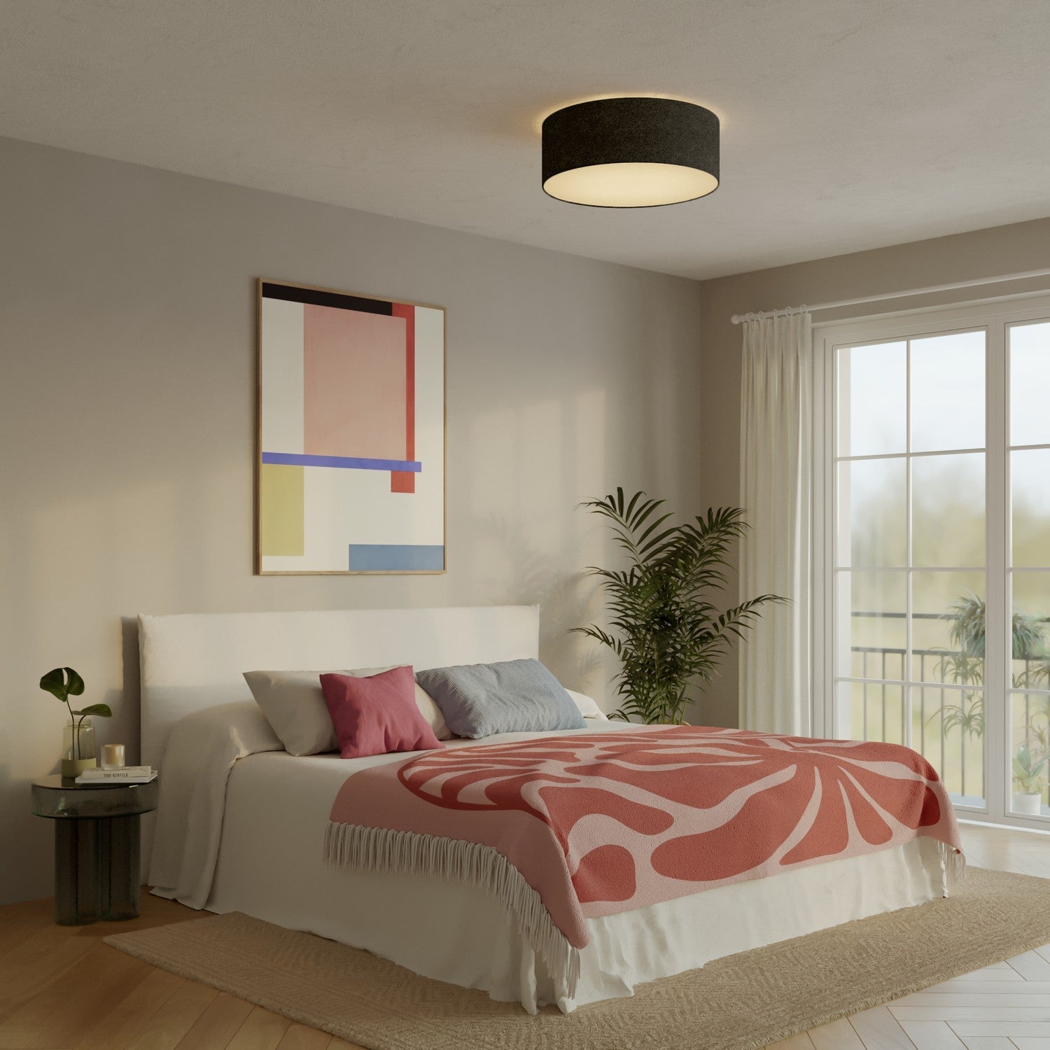 Plafoniera in tessuto Large - Made in Italy - Lana Grigio Scuro - Creative Cables