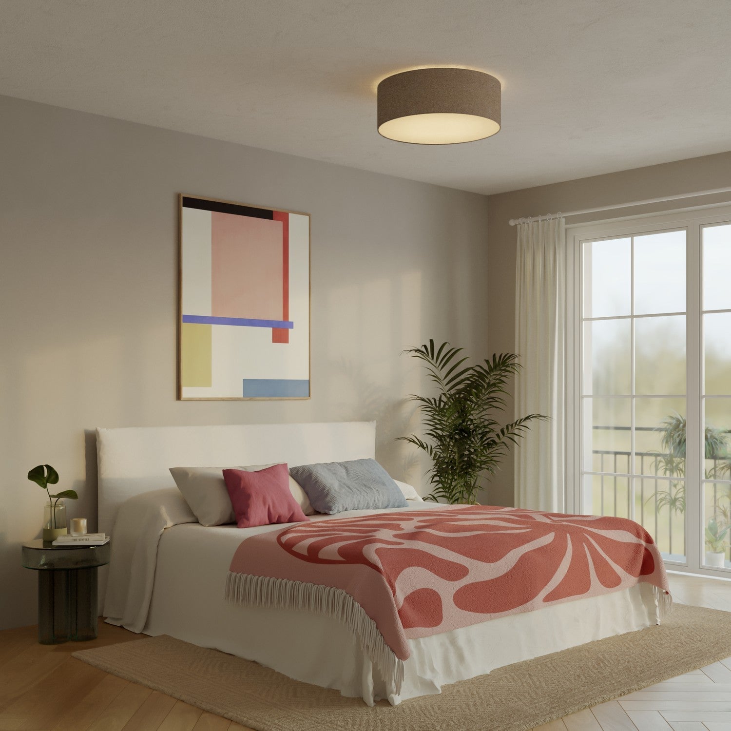 Plafoniera in tessuto Large - Made in Italy - Lana Marrone - Creative Cables