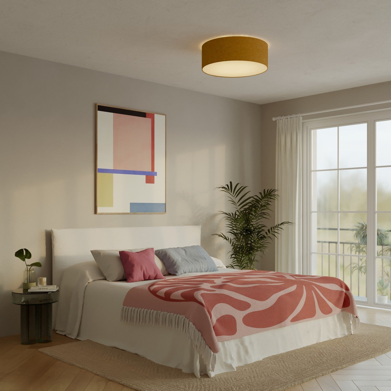 Plafoniera in tessuto Large - Made in Italy - Lana Senape - Creative Cables