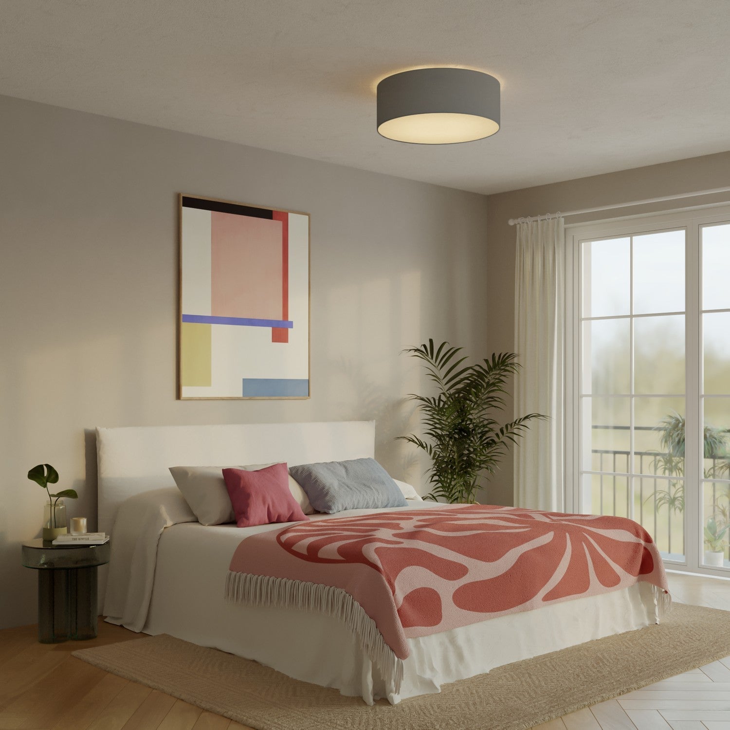 Plafoniera in tessuto Large - Made in Italy - Teletta Grigio Scuro - Creative Cables