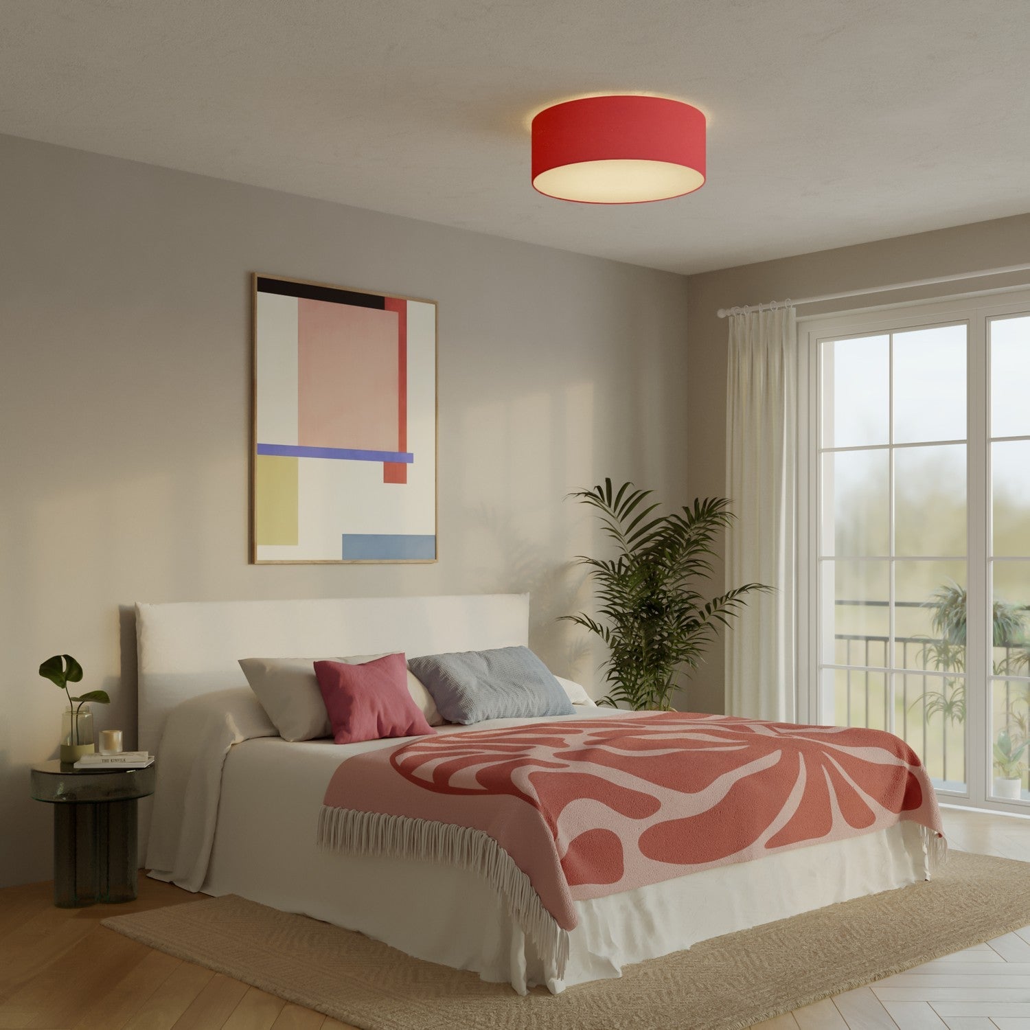 Plafoniera in tessuto Large - Made in Italy - Teletta Rosso - Creative Cables