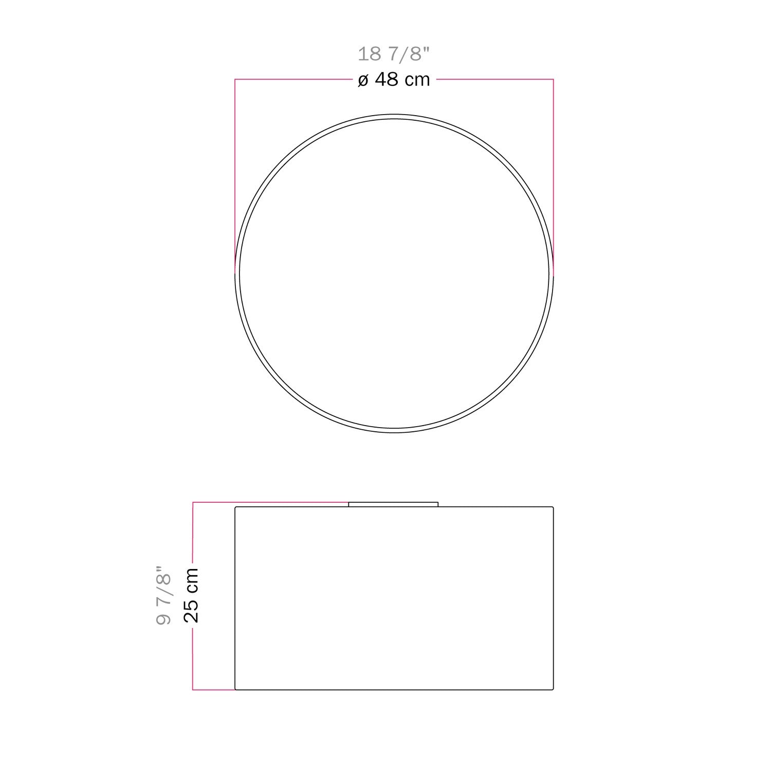 Plafoniera in tessuto Medium Camelot marrone - Made in Italy