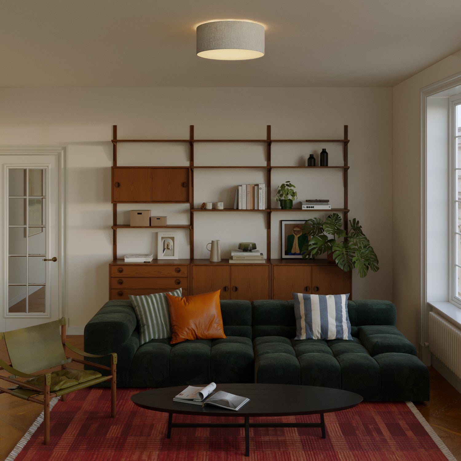 Plafoniera in tessuto Medium Slim - Made in Italy - Camelot Grigio - Creative Cables