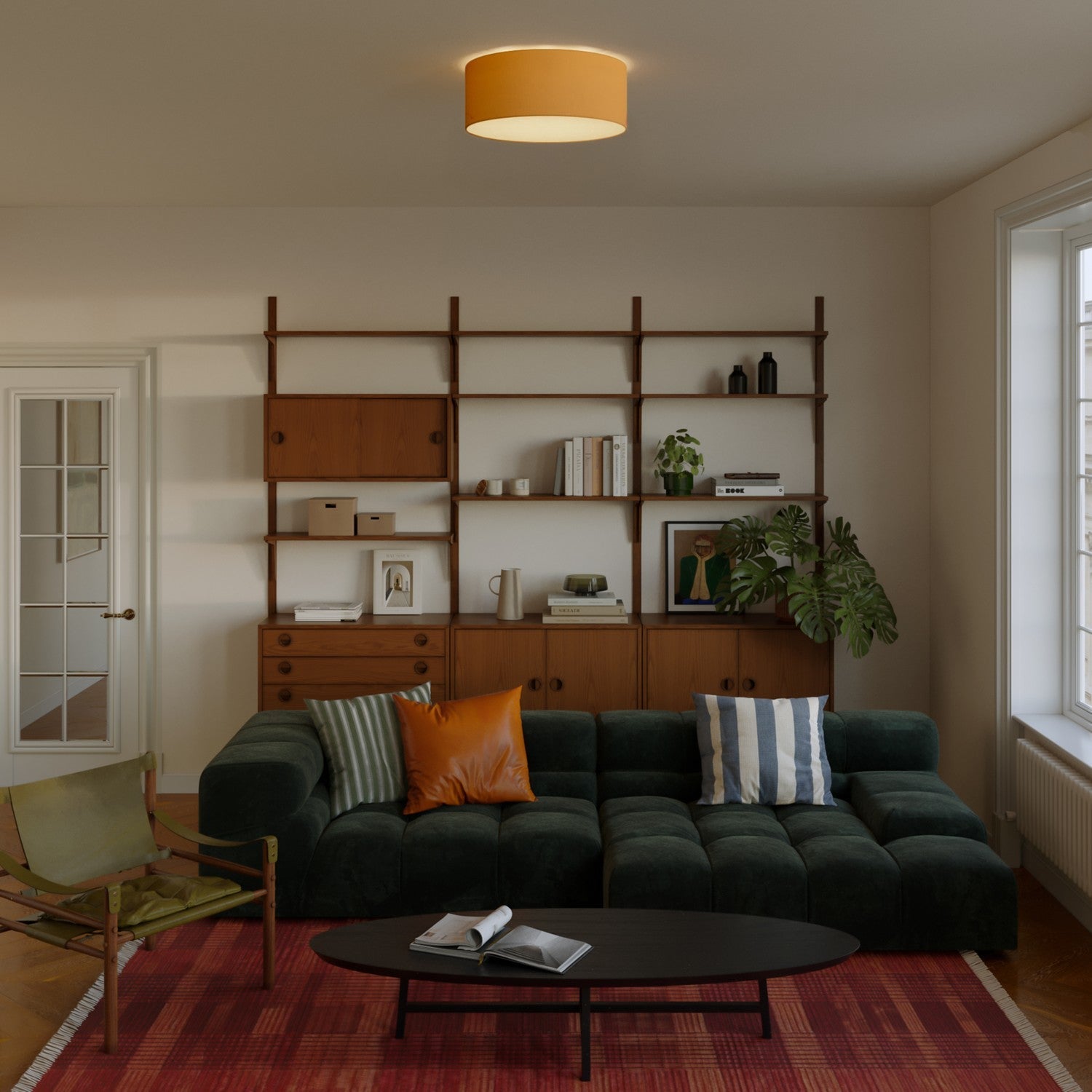 Plafoniera in tessuto Medium Slim - Made in Italy - Teletta Mandarino - Creative Cables