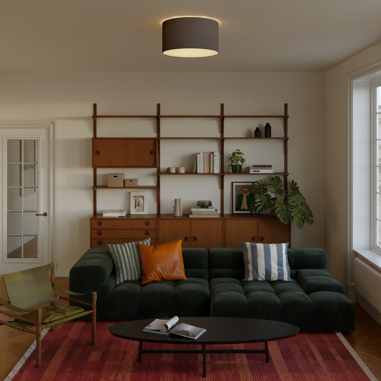 Plafoniera in tessuto Medium Teletta antracite - Made in Italy - Creative Cables