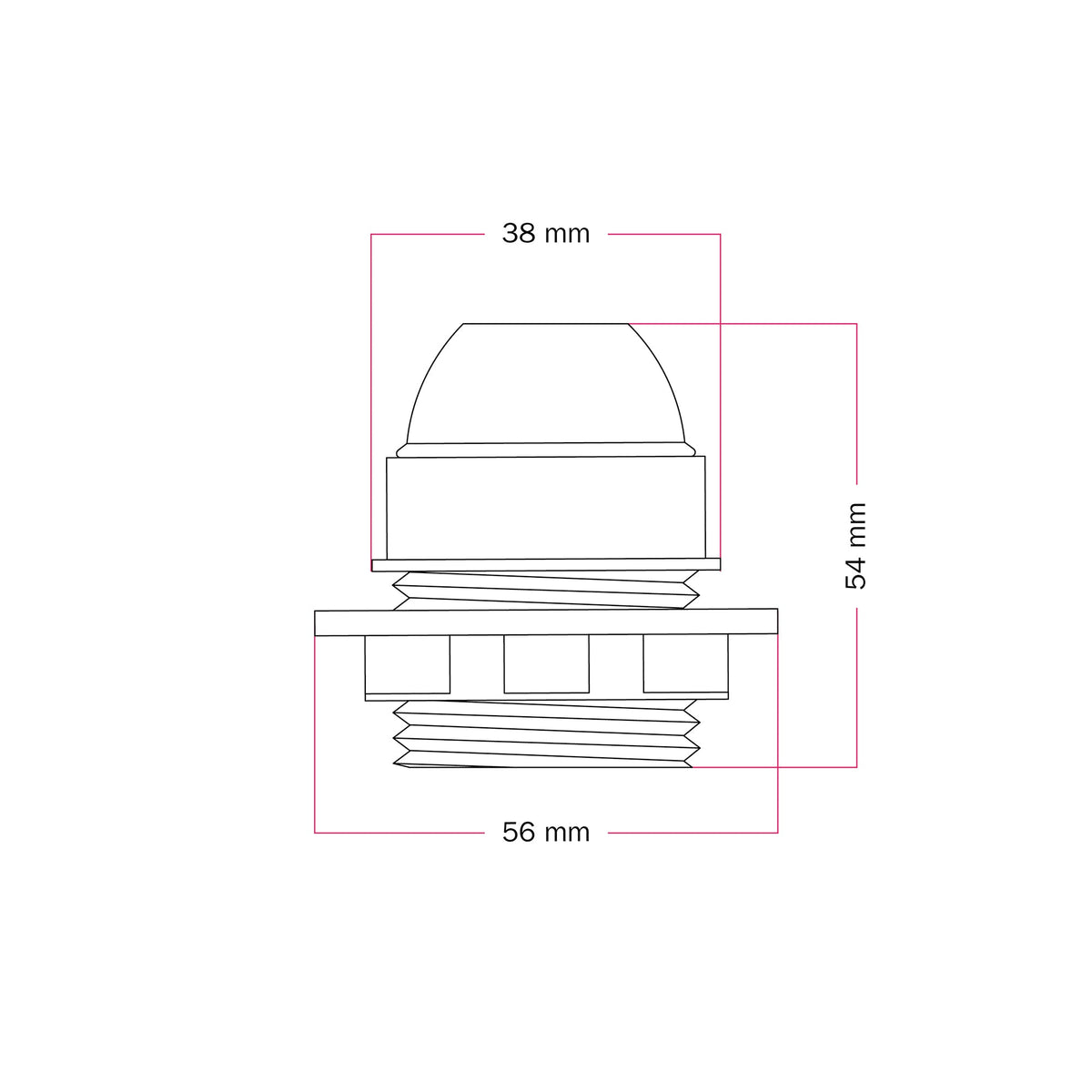 Portalampada E27 in termoplastica con camicia semifilettata, con terra e ghiera - Bianco