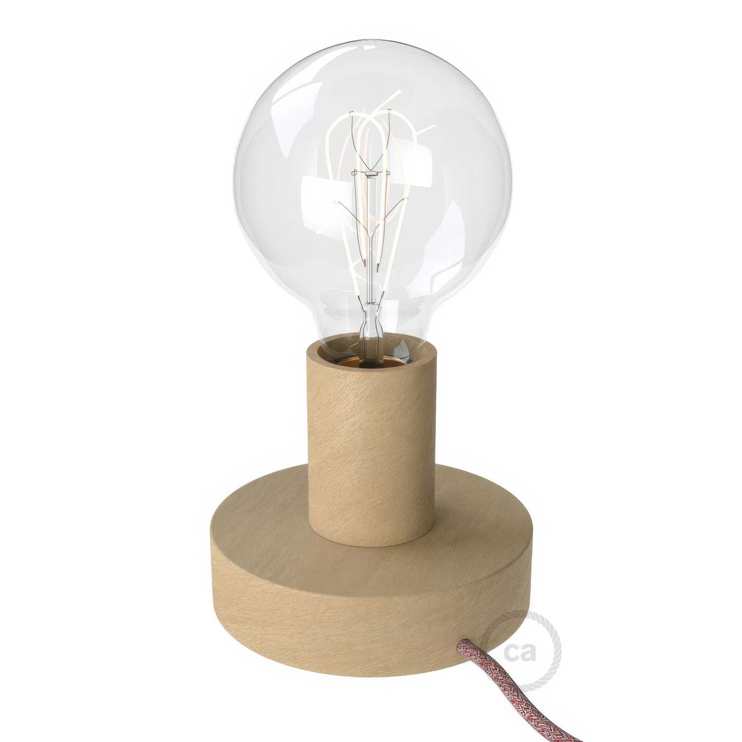 Posaluce - Lampada da tavolo in legno Small e spina UK - Neutro - Creative Cables