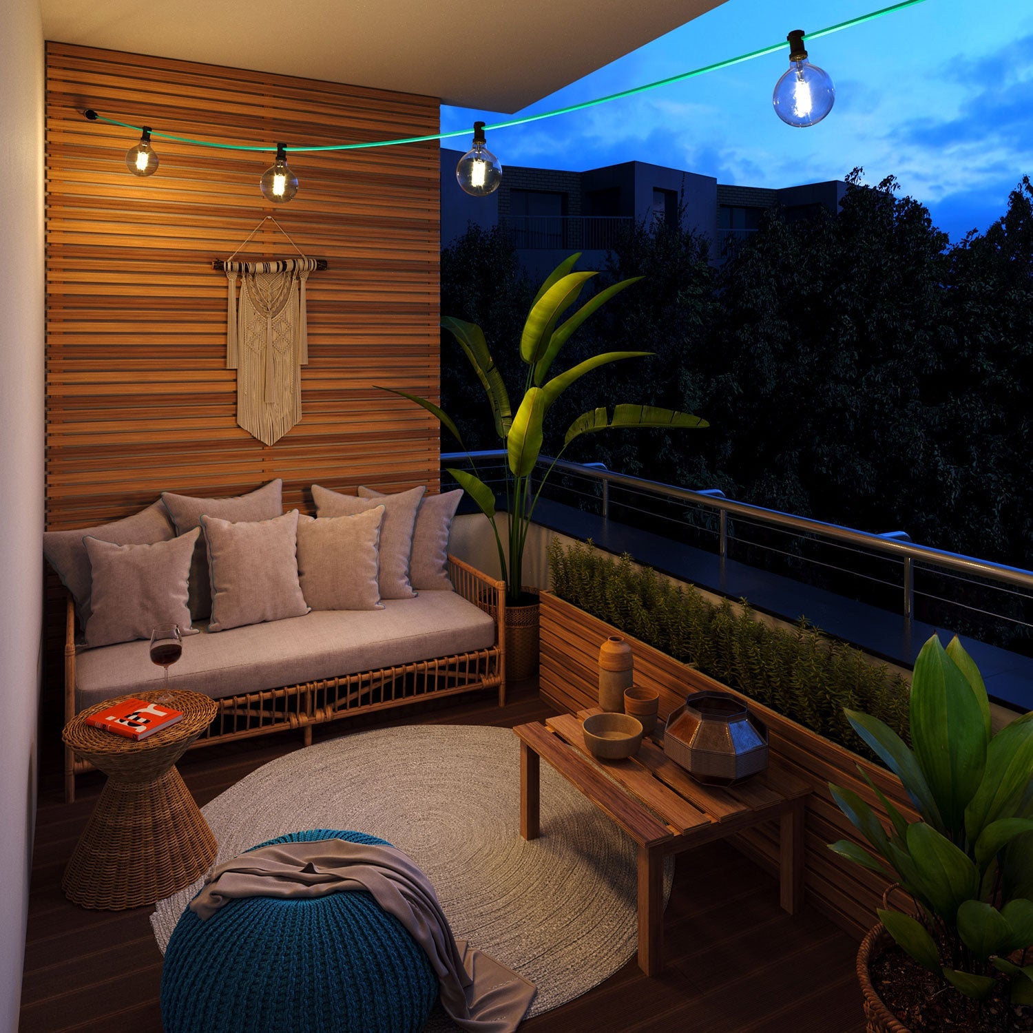 Ready-to-use 25ft String Light with 5 black Sockets, Hook and Plug - CH69