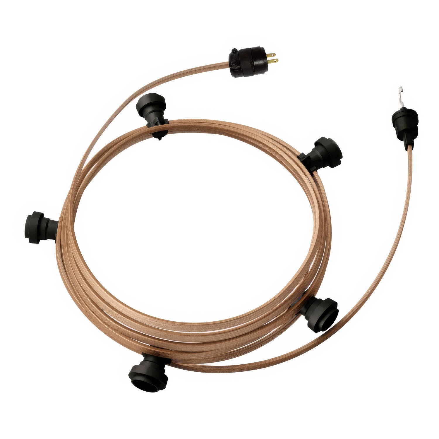 Ready-to-use 25ft String Light with 5 black Sockets, Hook and Plug - CM27