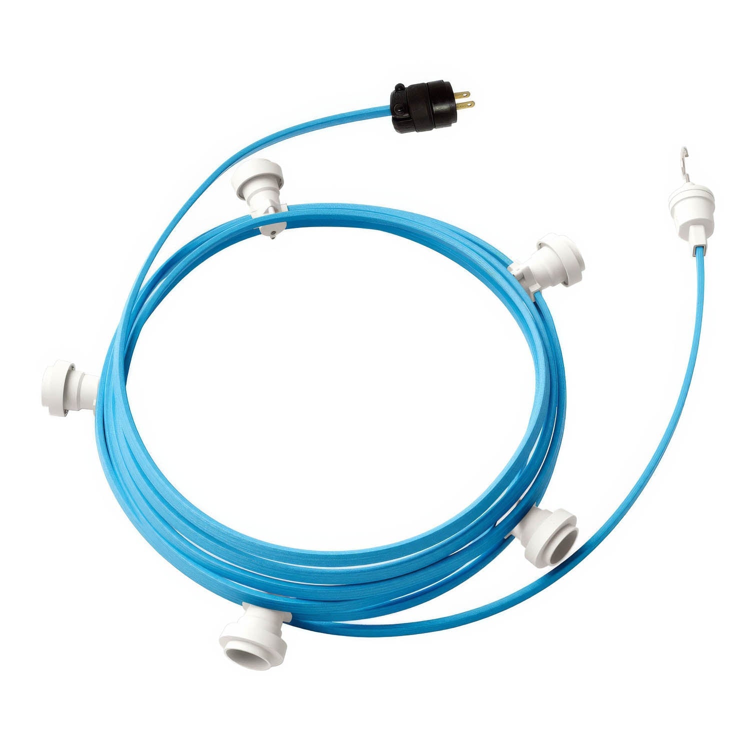 Ready-to-use 25ft String Light with 5 white Sockets, Hook and Plug - CM17