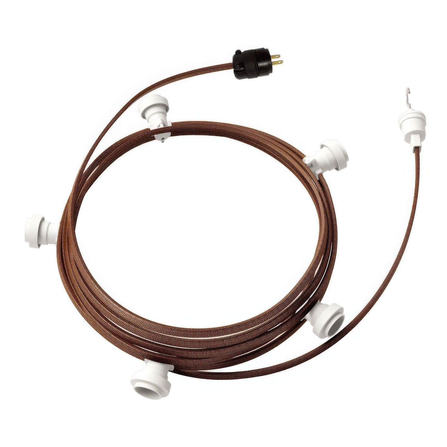 Ready-to-use 25ft String Light with 5 white Sockets, Hook and Plug - CZ22