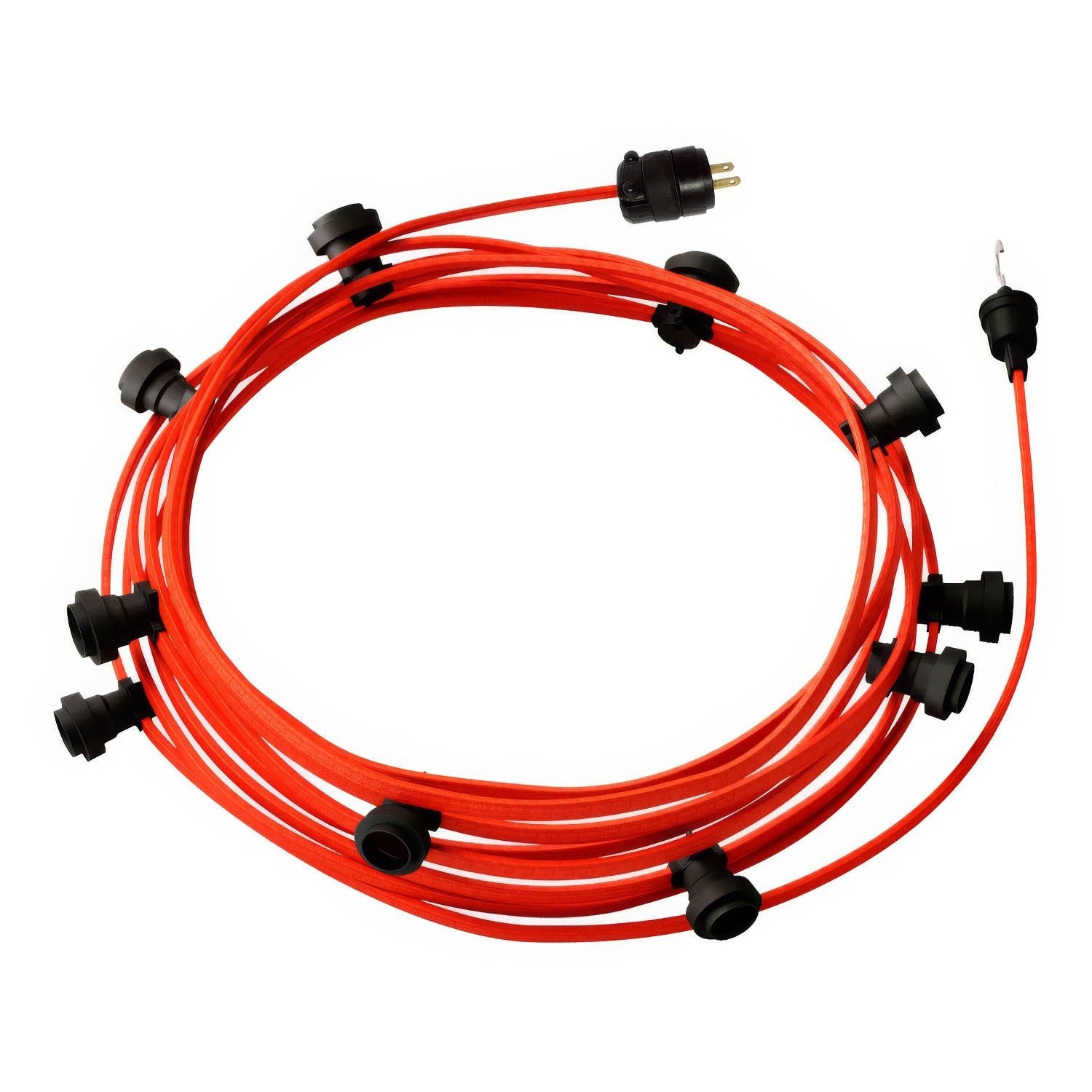 Ready-to-use 40ft String Light with 5 black Sockets, Hook and Plug - CF15