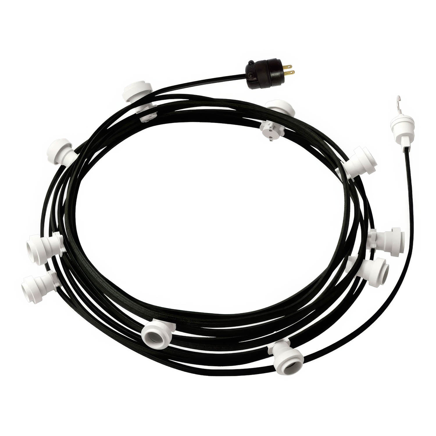 Ready-to-use 40ft String Light with 5 white Sockets, Hook and Plug - CM04