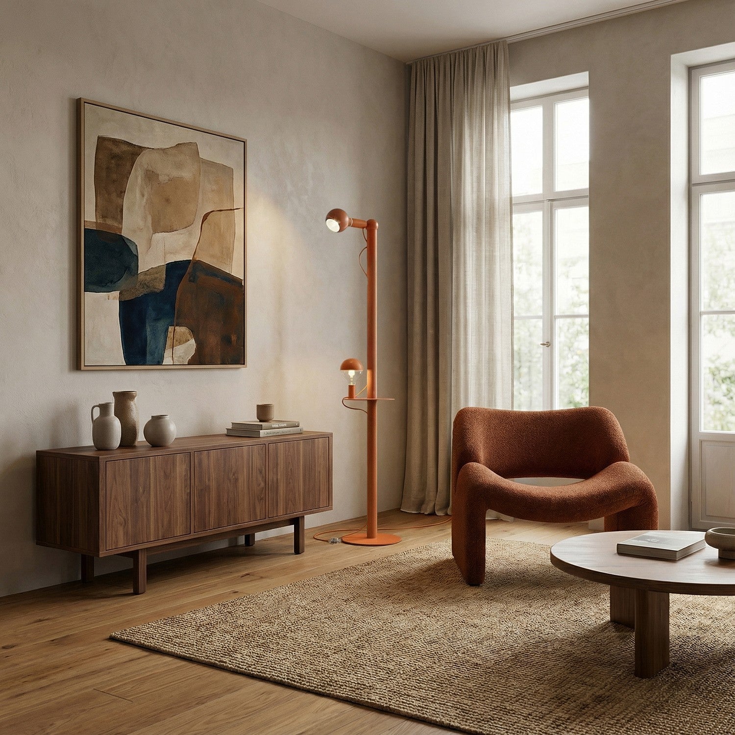 Rocco XXL - Lampada da terra con spina UK e lampadina Maria e Camo - Arancio