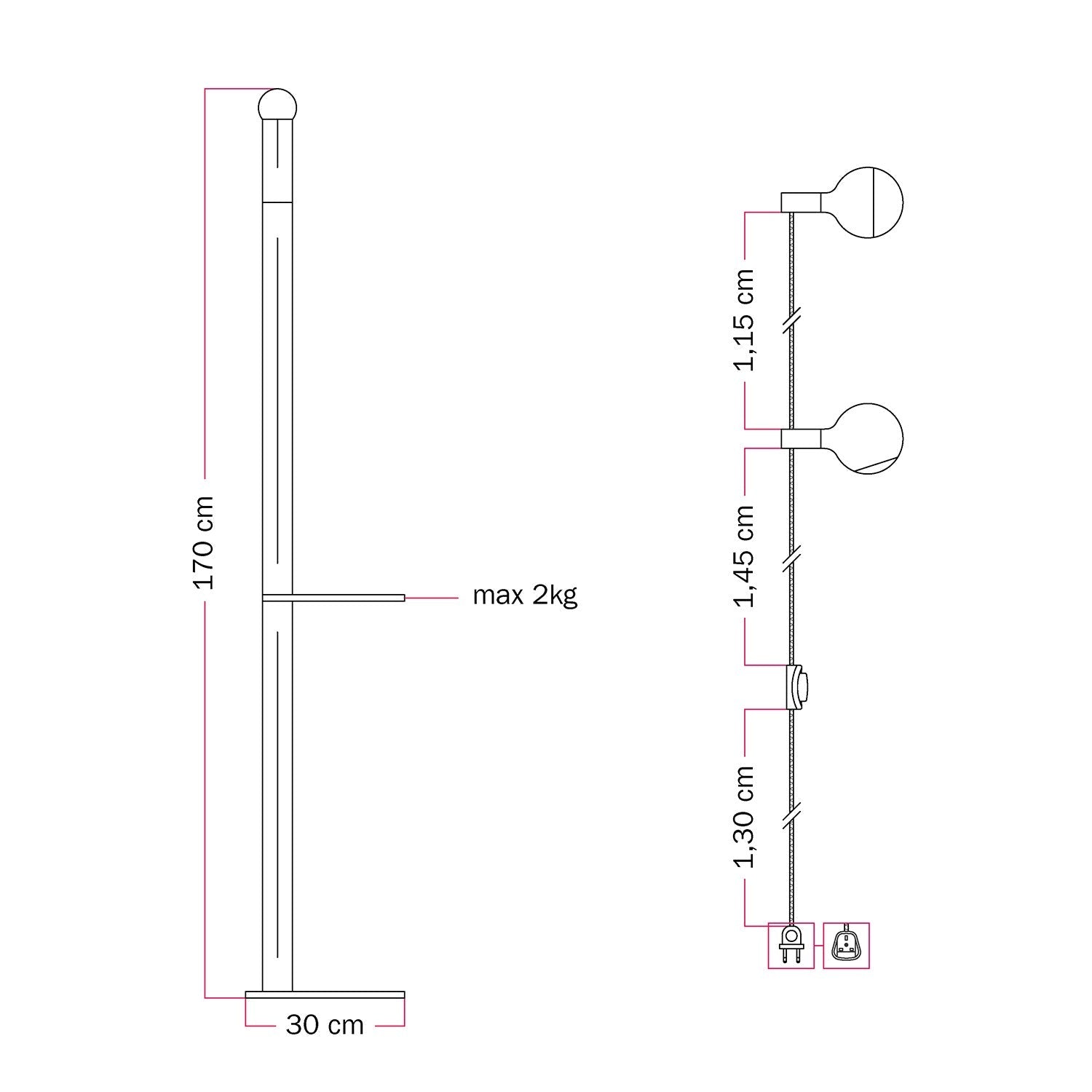 Rocco XXL - Lampada da terra con spina UK e lampadina Maria e Camo - Panna