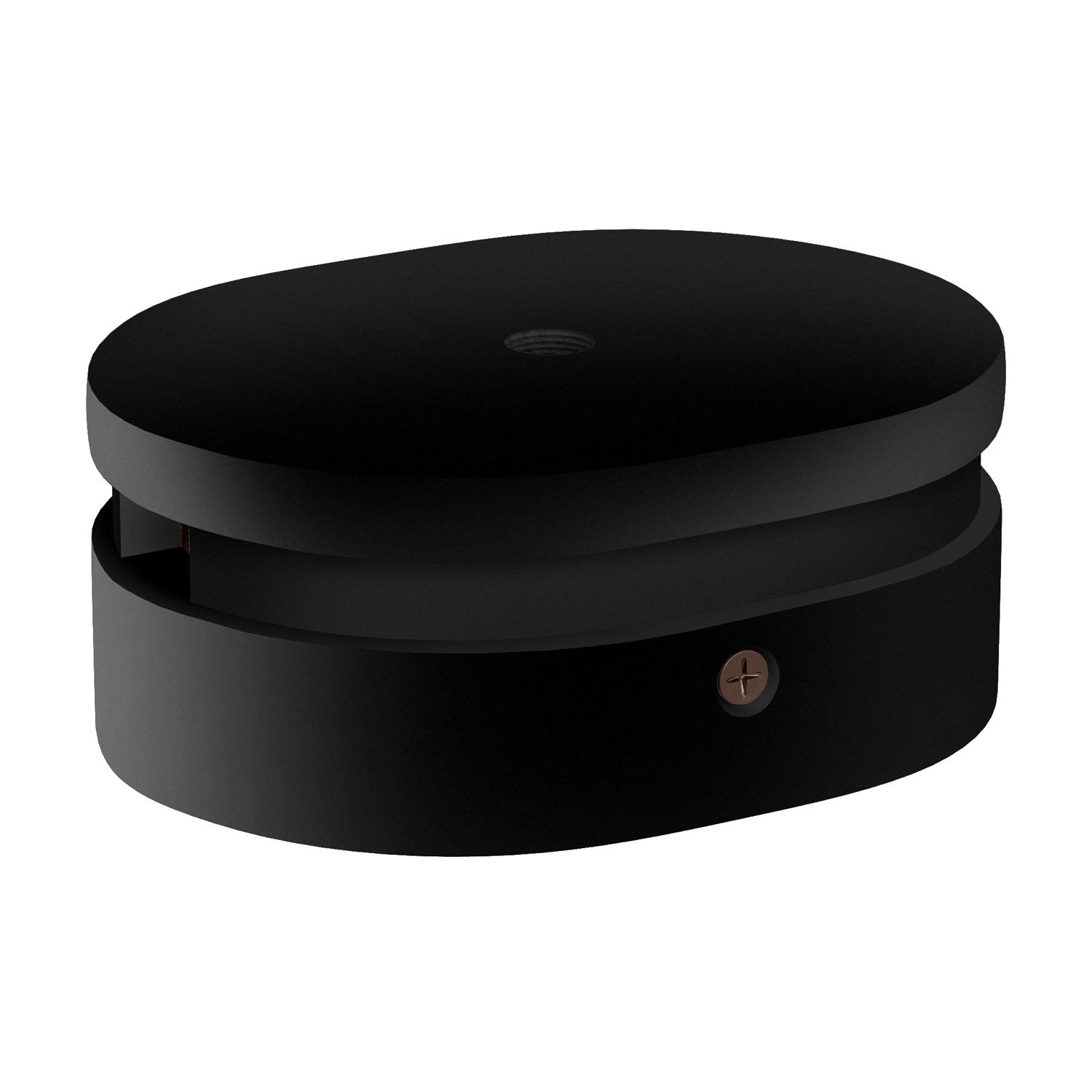 Rosone ovale in legno con un foro centrale e 2 fori laterali per cavo per catenaria e sistema Filé. Made in Italy - Nero