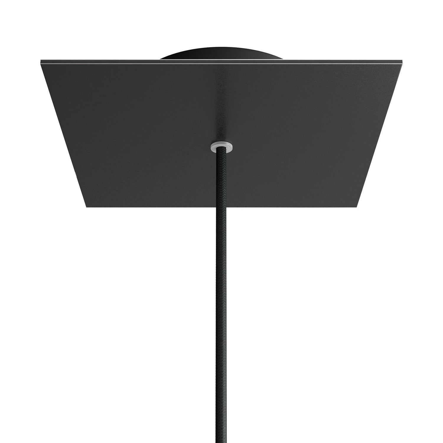 Rosone Rose-One quadrato, 200 mm con 1 foro e 4 fori laterali - Nero opaco Nero