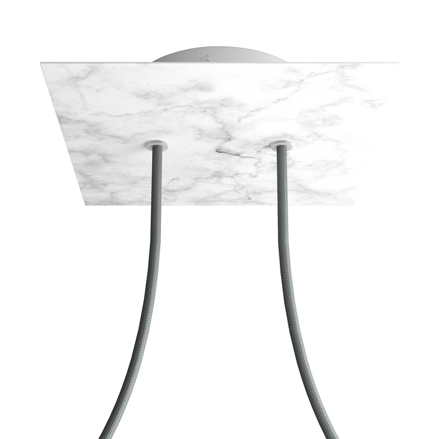 Rosone Rose-One quadrato, 200 mm con 2 fori e 4 fori laterali - Marmo Carrara Bianco