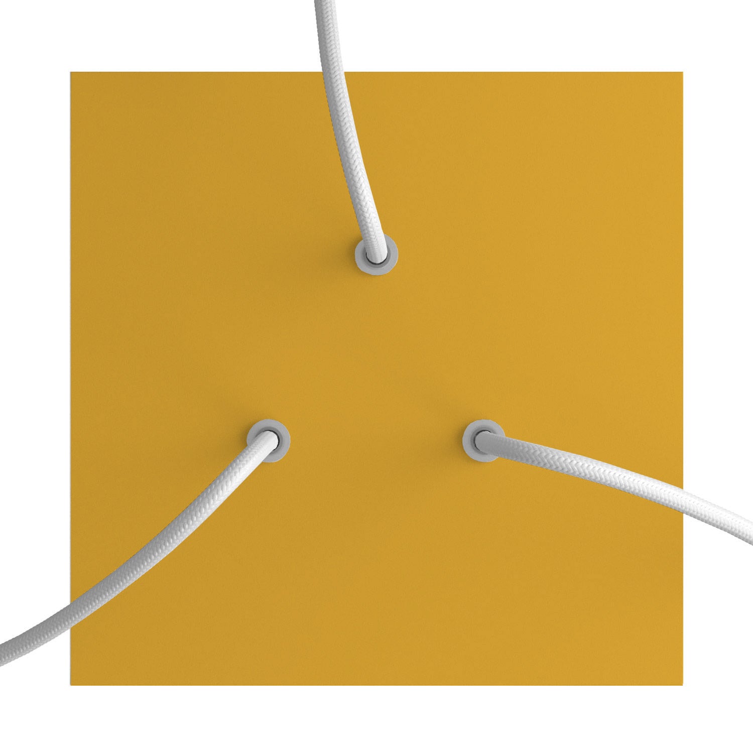 Rosone Rose-One quadrato, 200 mm con 3 fori e 4 fori laterali - Mostarda Bianco