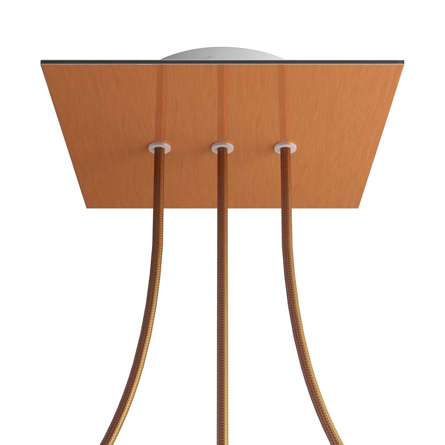 Rosone Rose - One quadrato, 200 mm con 3 fori in linea e 4 fori laterali - Dibond Rame satinato - Creative Cables