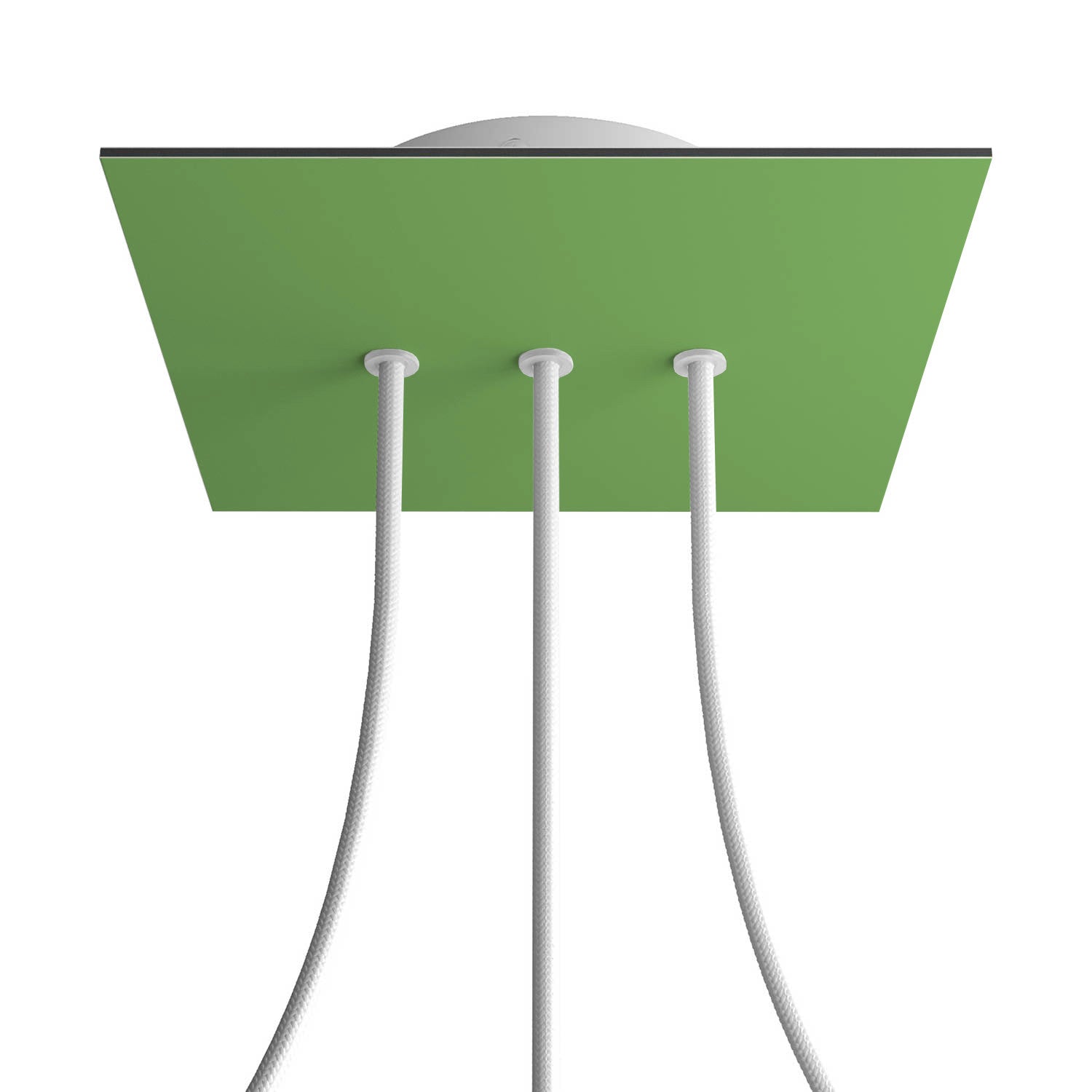 Rosone Rose - One quadrato, 200 mm con 3 fori in linea e 4 fori laterali - Verde prato - Creative Cables