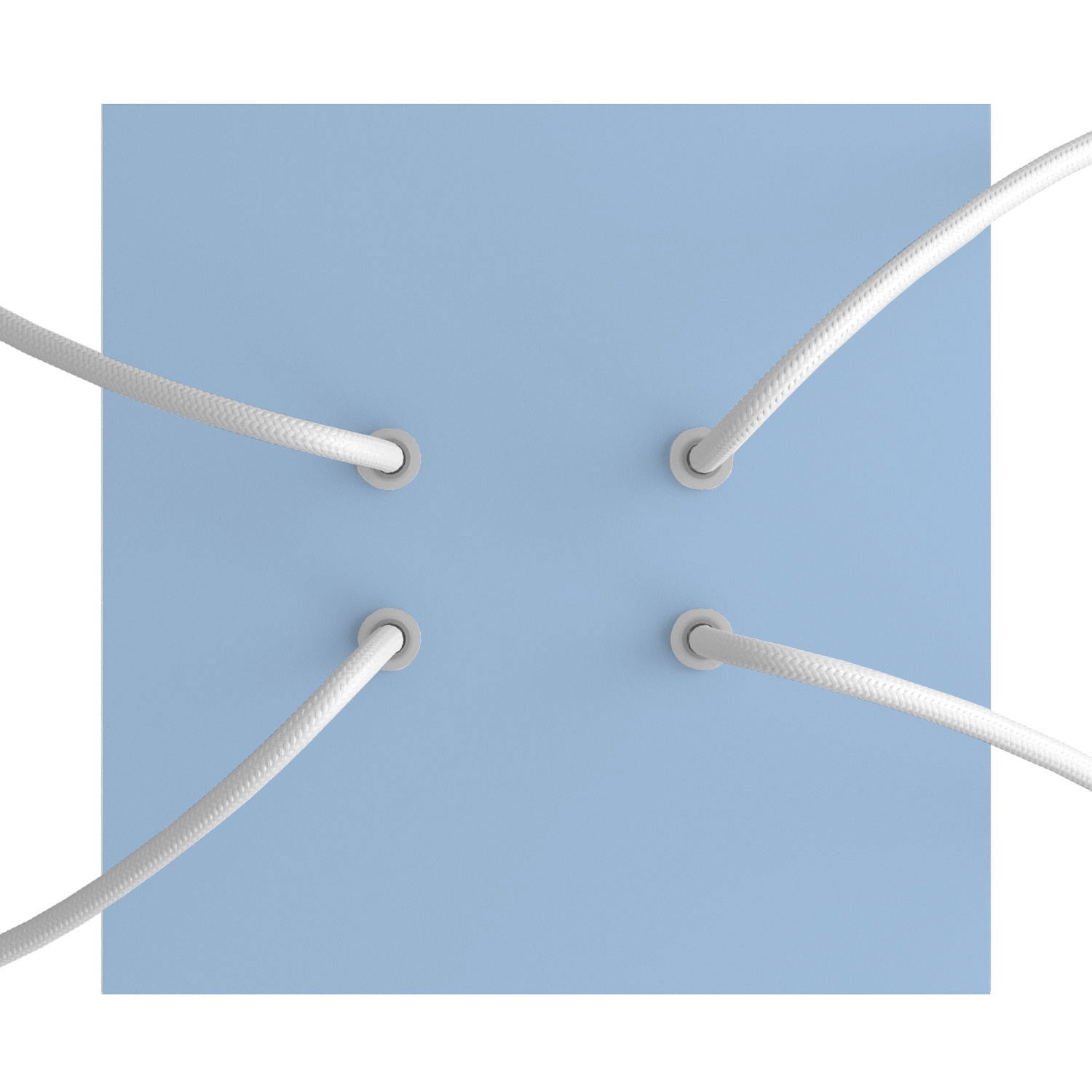 Rosone Rose - One quadrato, 200 mm con 4 fori e 4 fori laterali - Blu carta da zucchero - Creative Cables