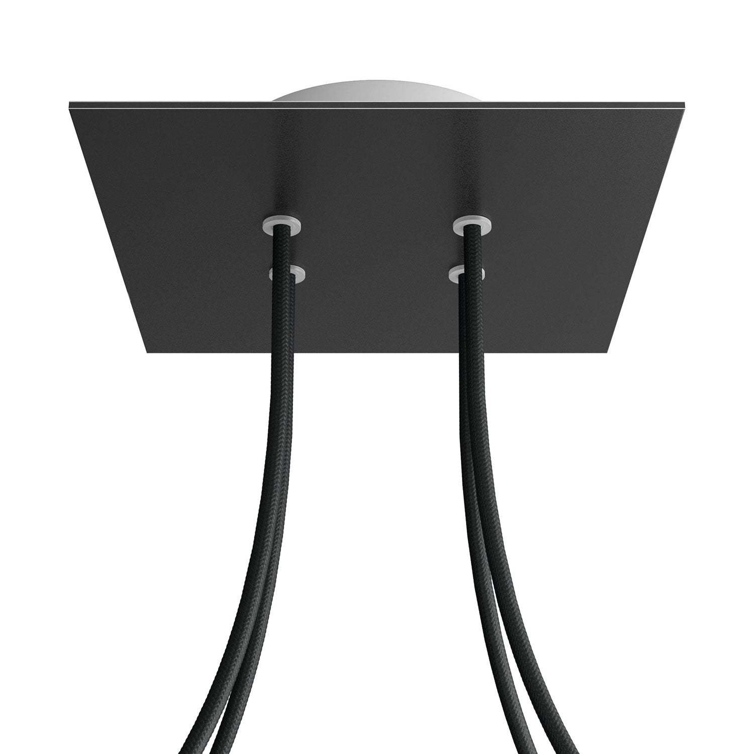 Rosone Rose - One quadrato, 200 mm con 4 fori e 4 fori laterali - Nero opaco - Creative Cables