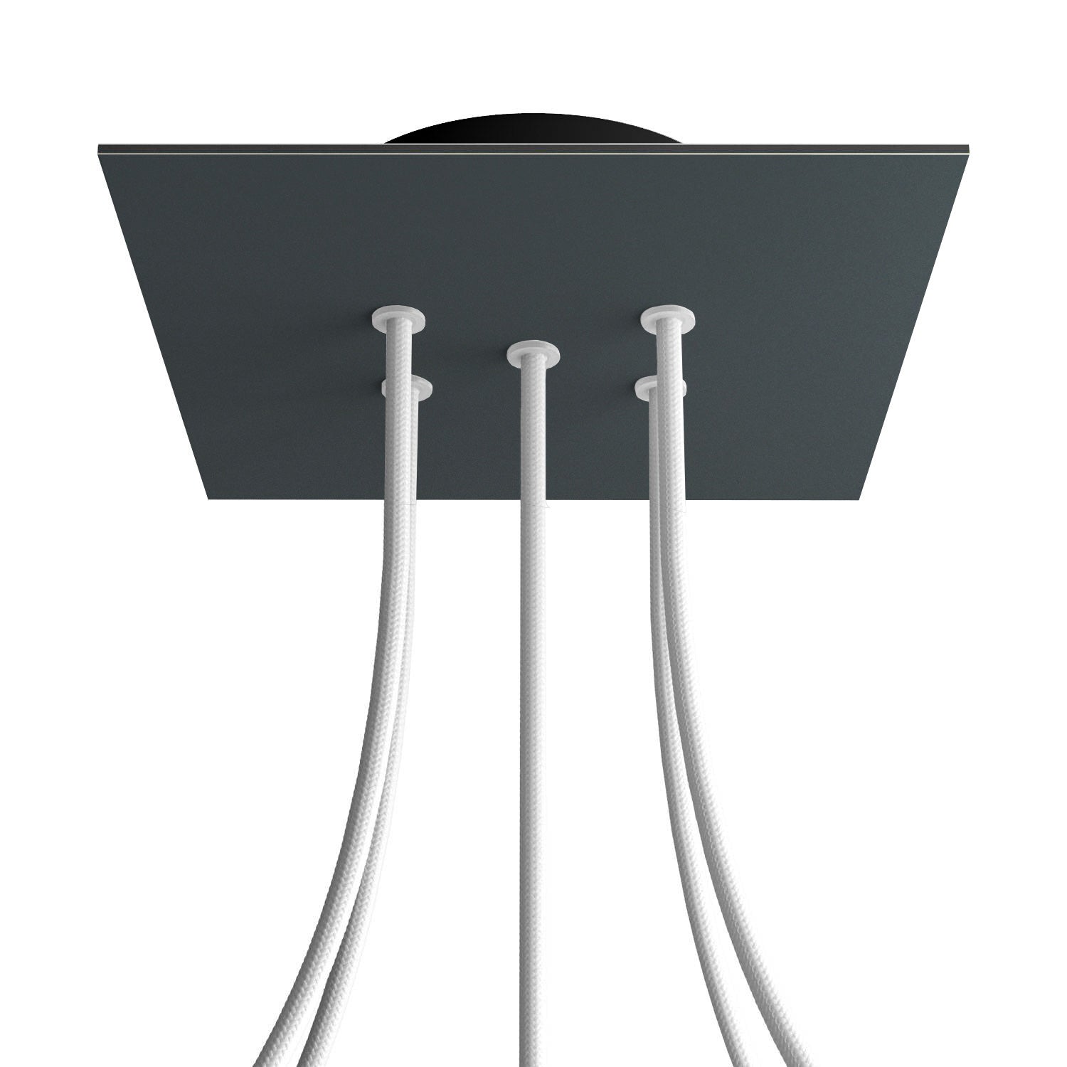 Rosone Rose-One quadrato, 200 mm con 5 fori e 4 fori laterali - Antracite Nero