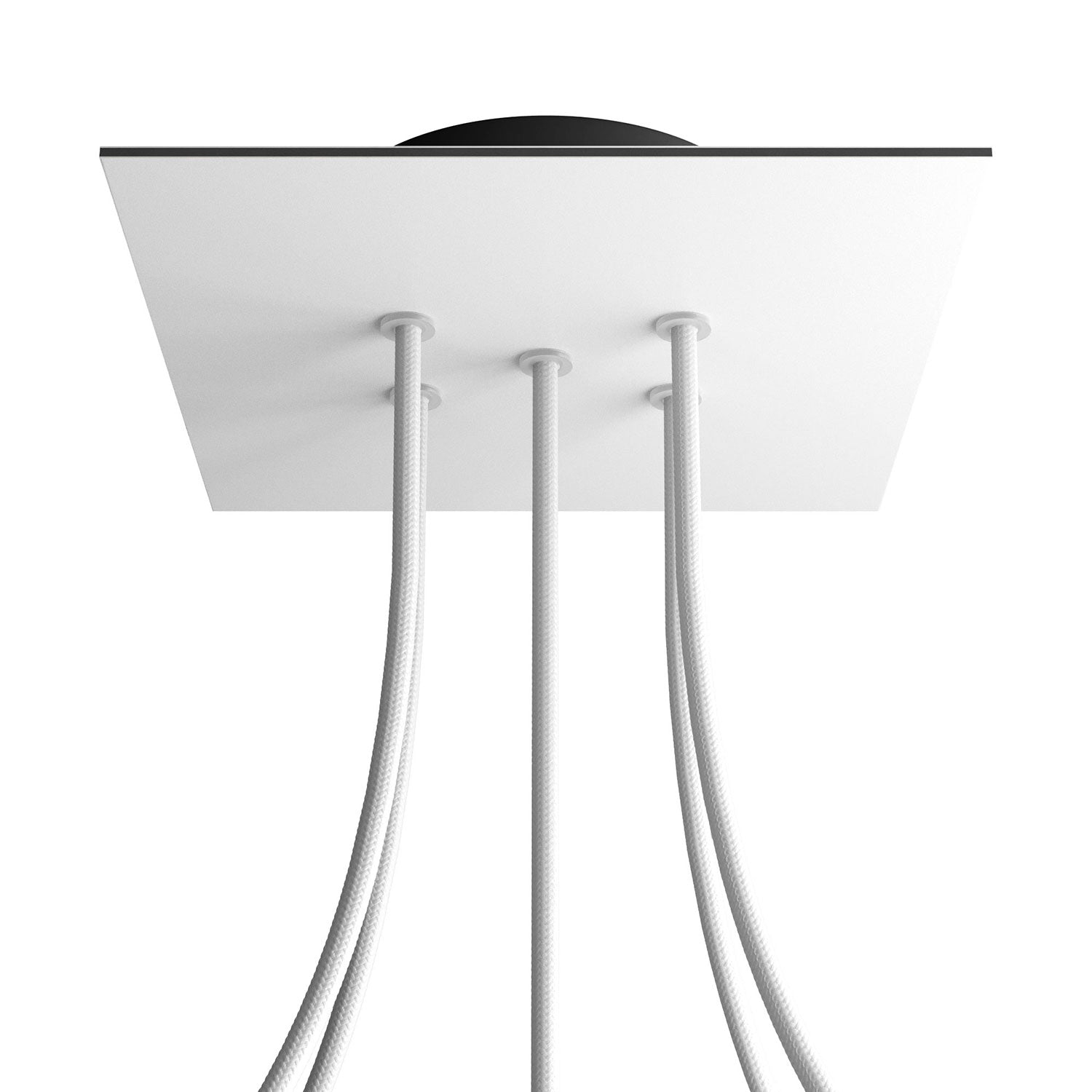 Rosone Rose-One quadrato, 200 mm con 5 fori e 4 fori laterali - Bianco opaco Nero