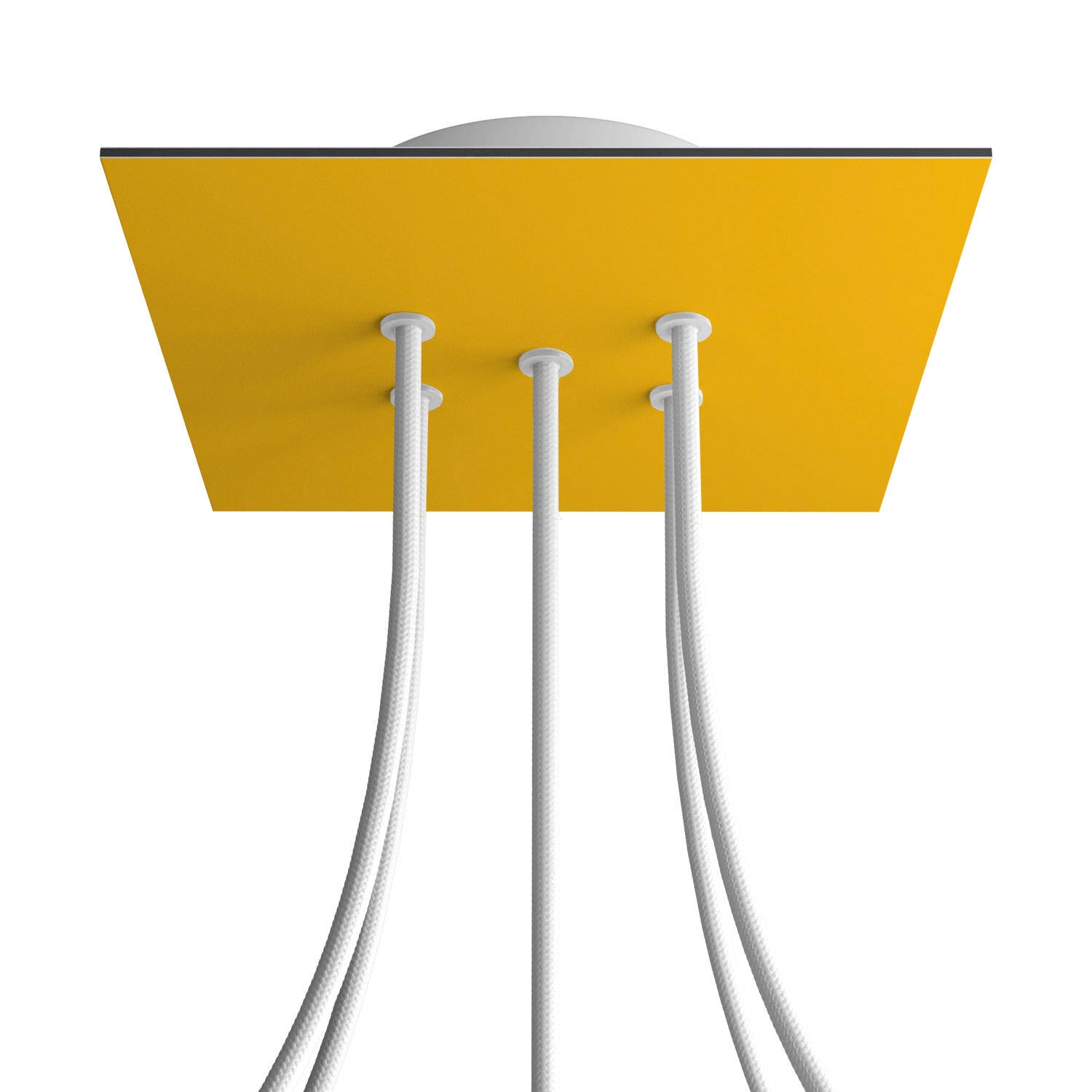 Rosone Rose - One quadrato, 200 mm con 5 fori e 4 fori laterali - Mostarda - Creative Cables