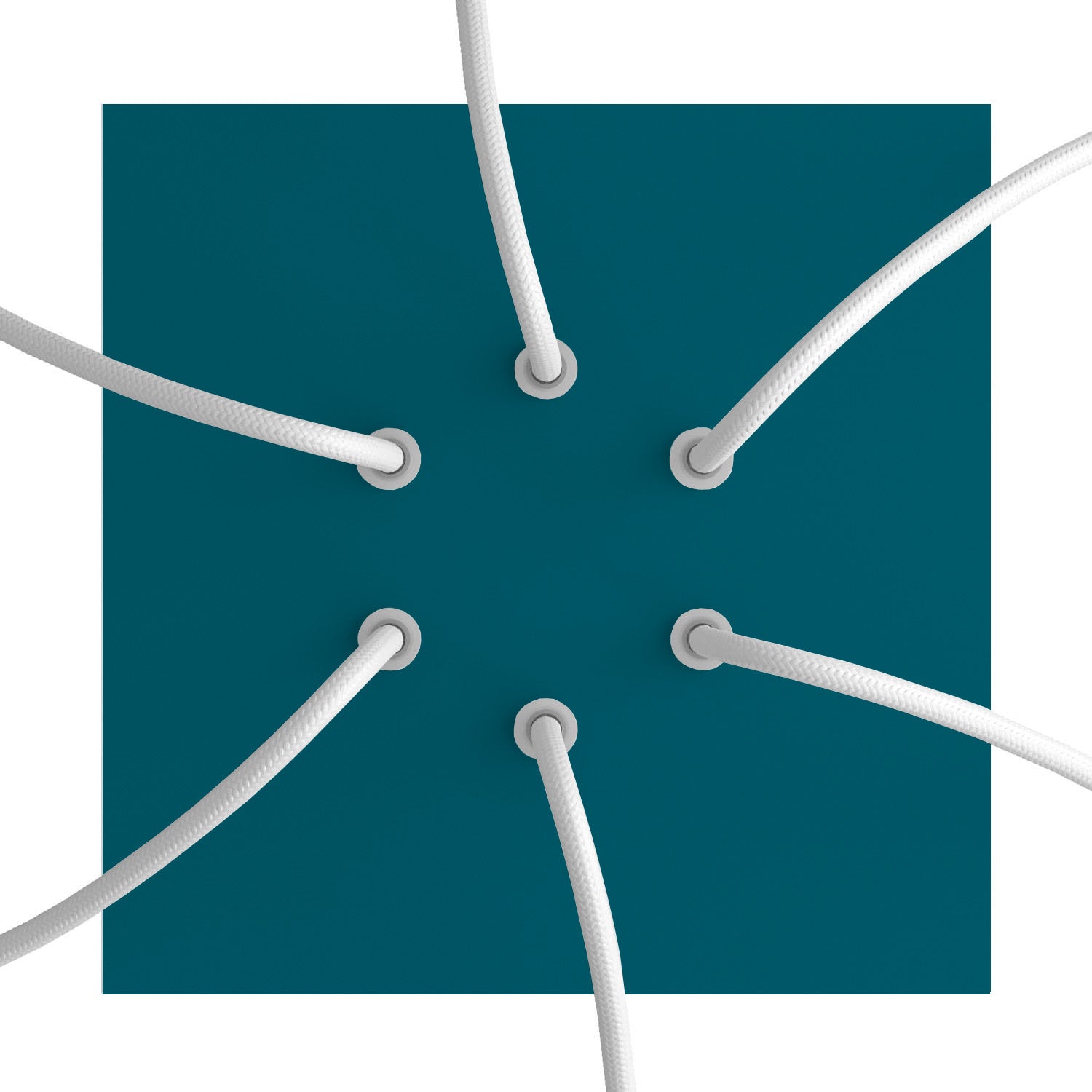 Rosone Rose-One quadrato, 200 mm con 6 fori e 4 fori laterali - Petrolio Bianco