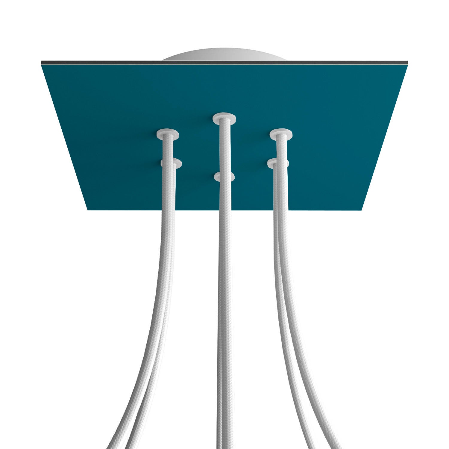 Rosone Rose - One quadrato, 200 mm con 6 fori e 4 fori laterali - Petrolio - Creative Cables