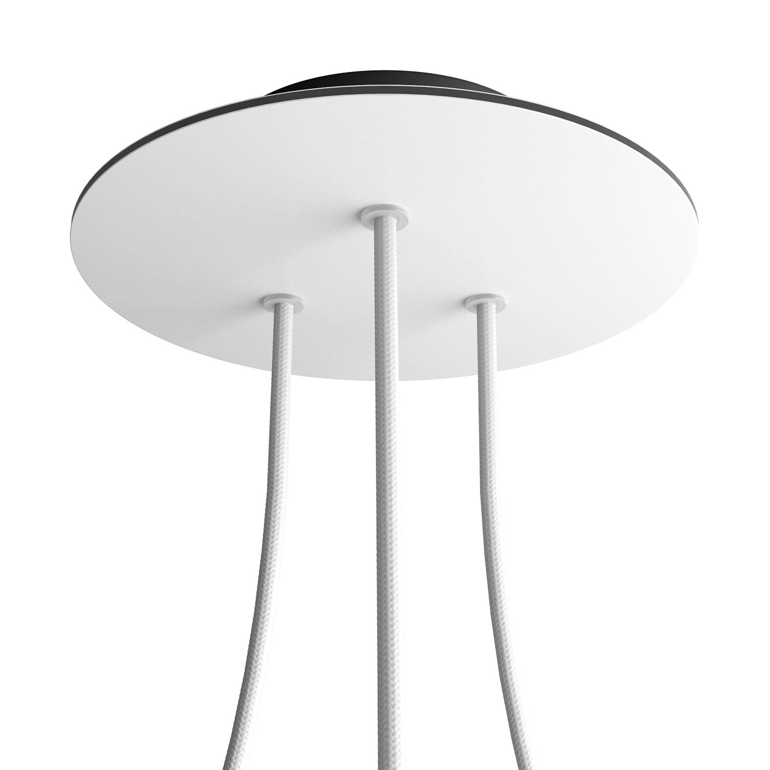 Rosone Rose-One rotondo, diametro 200 mm con 3 fori e 4 fori laterali - Bianco opaco Nero