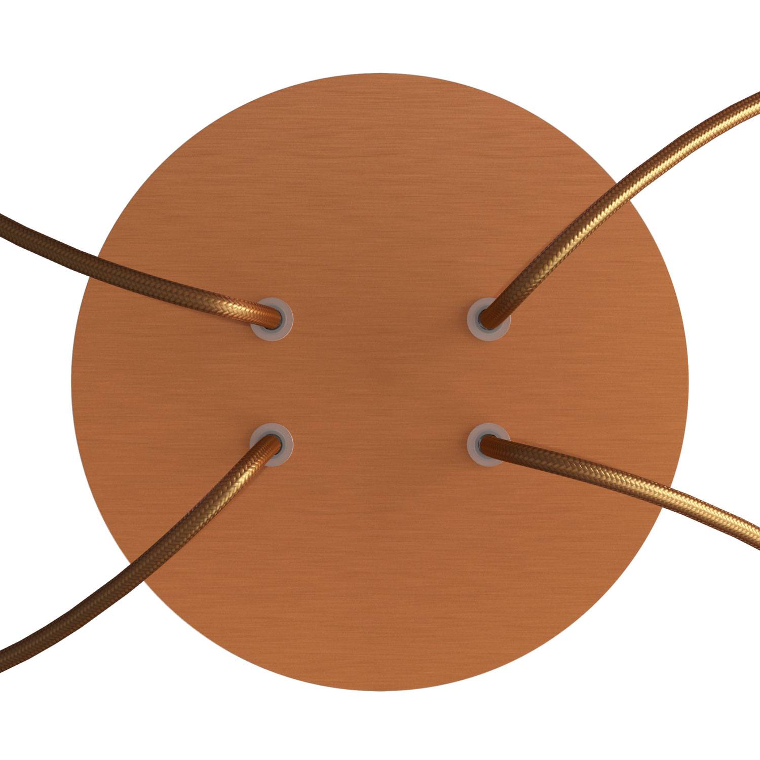 Rosone Rose-One rotondo, diametro 200 mm con 4 fori e 4 fori laterali - Dibond Rame satinato Bianco