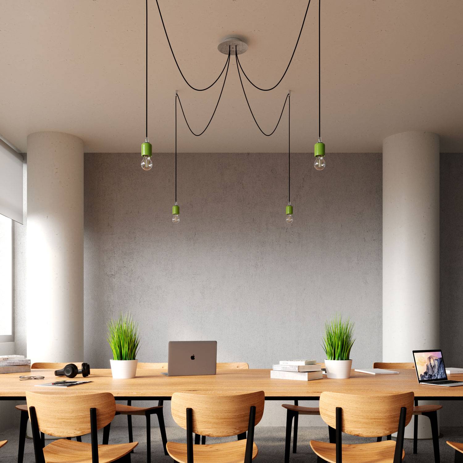 Rosone Rose-One rotondo, diametro 200 mm con 4 fori e 4 fori laterali - Dibond Rame satinato Bianco