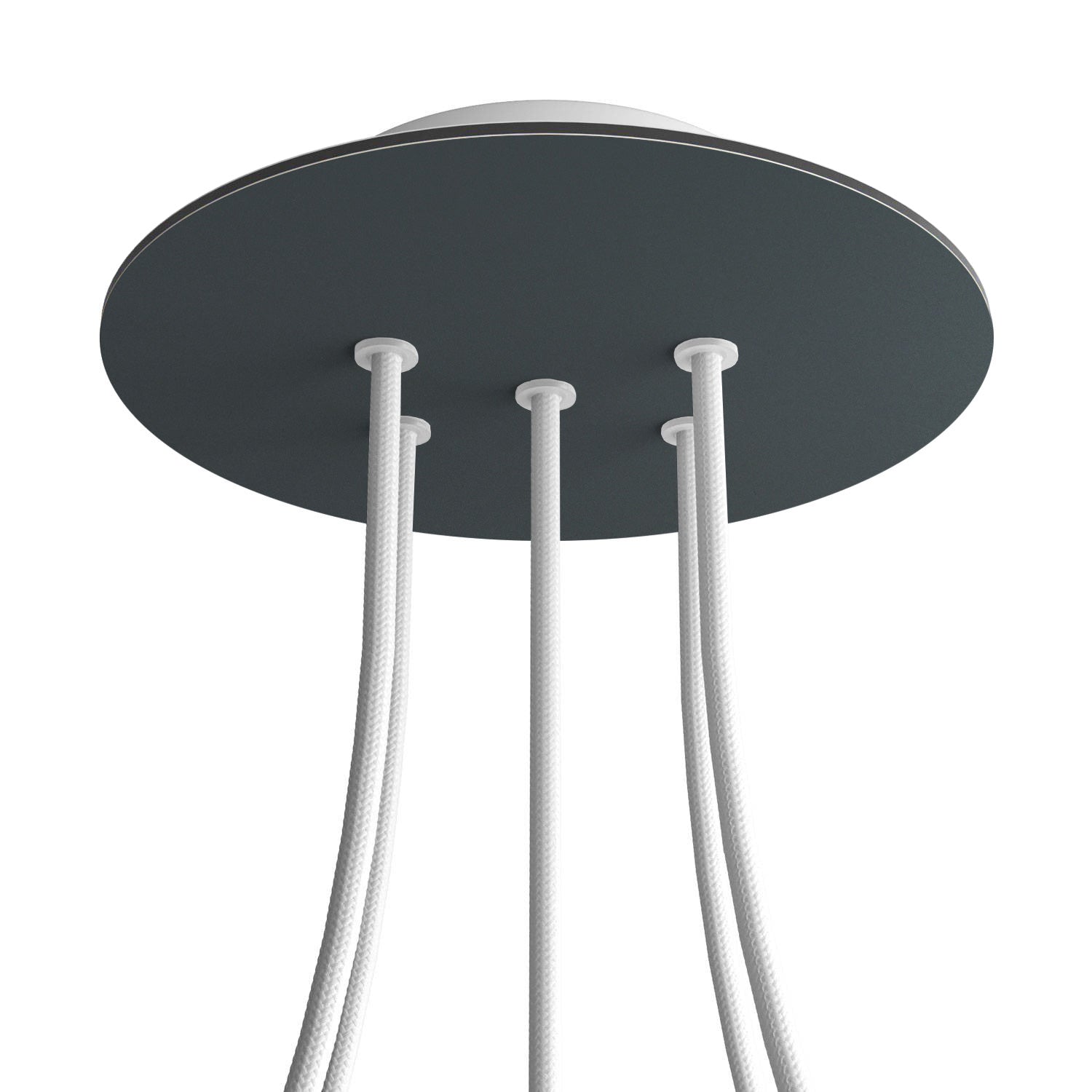 Rosone Rose-One rotondo, diametro 200 mm con 5 fori e 4 fori laterali - Antracite Bianco