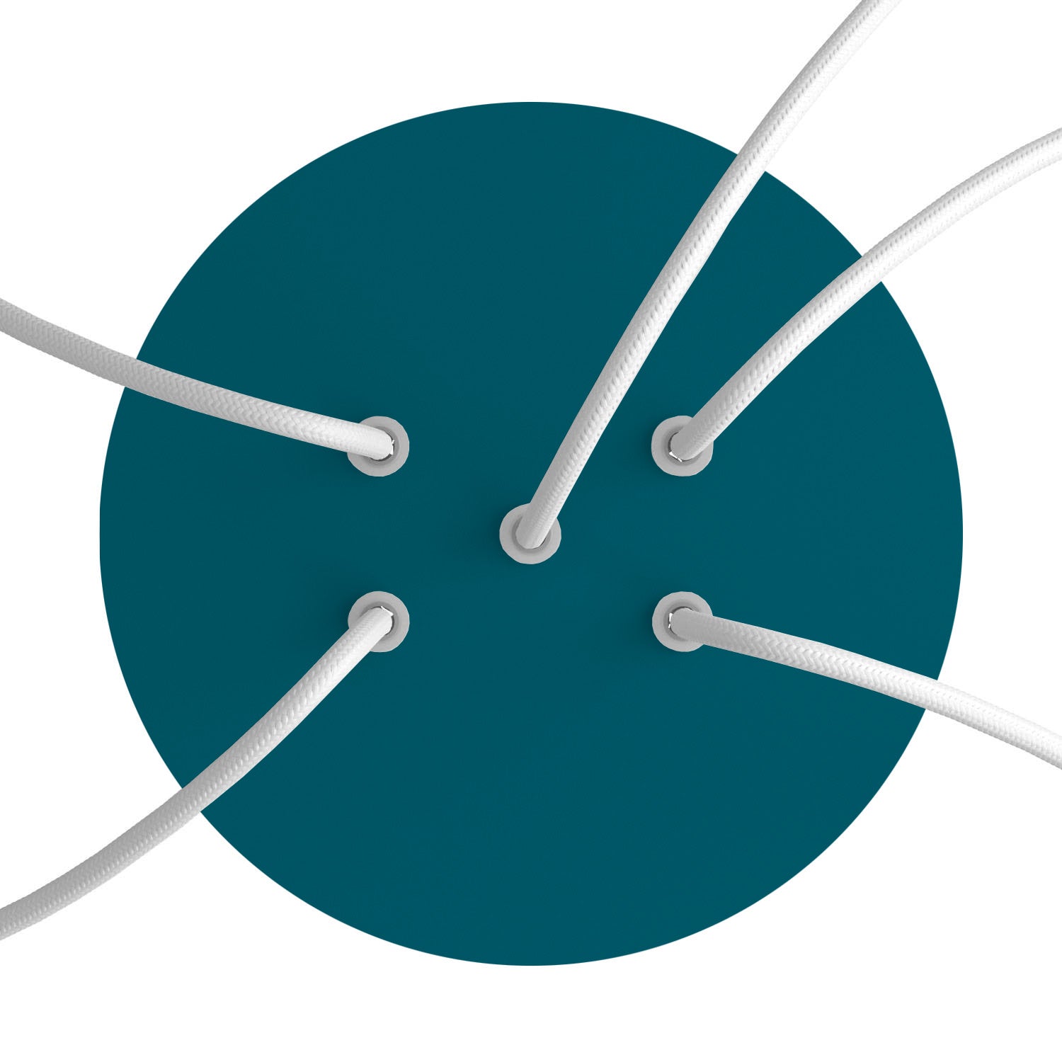 Rosone Rose-One rotondo, diametro 200 mm con 5 fori e 4 fori laterali - Petrolio Bianco