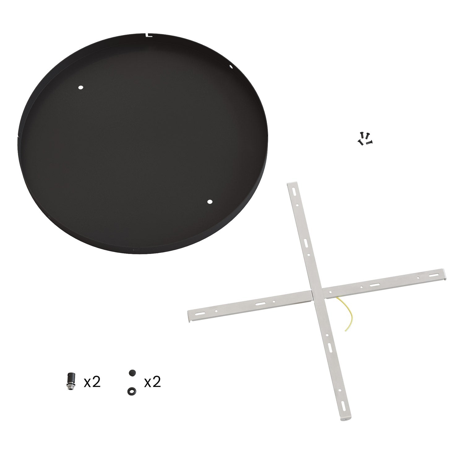 Rosone rotondo in alluminio Ø 50 cm con staffa e cavo di messa a terra, con 2 fori frontali - Nero 2