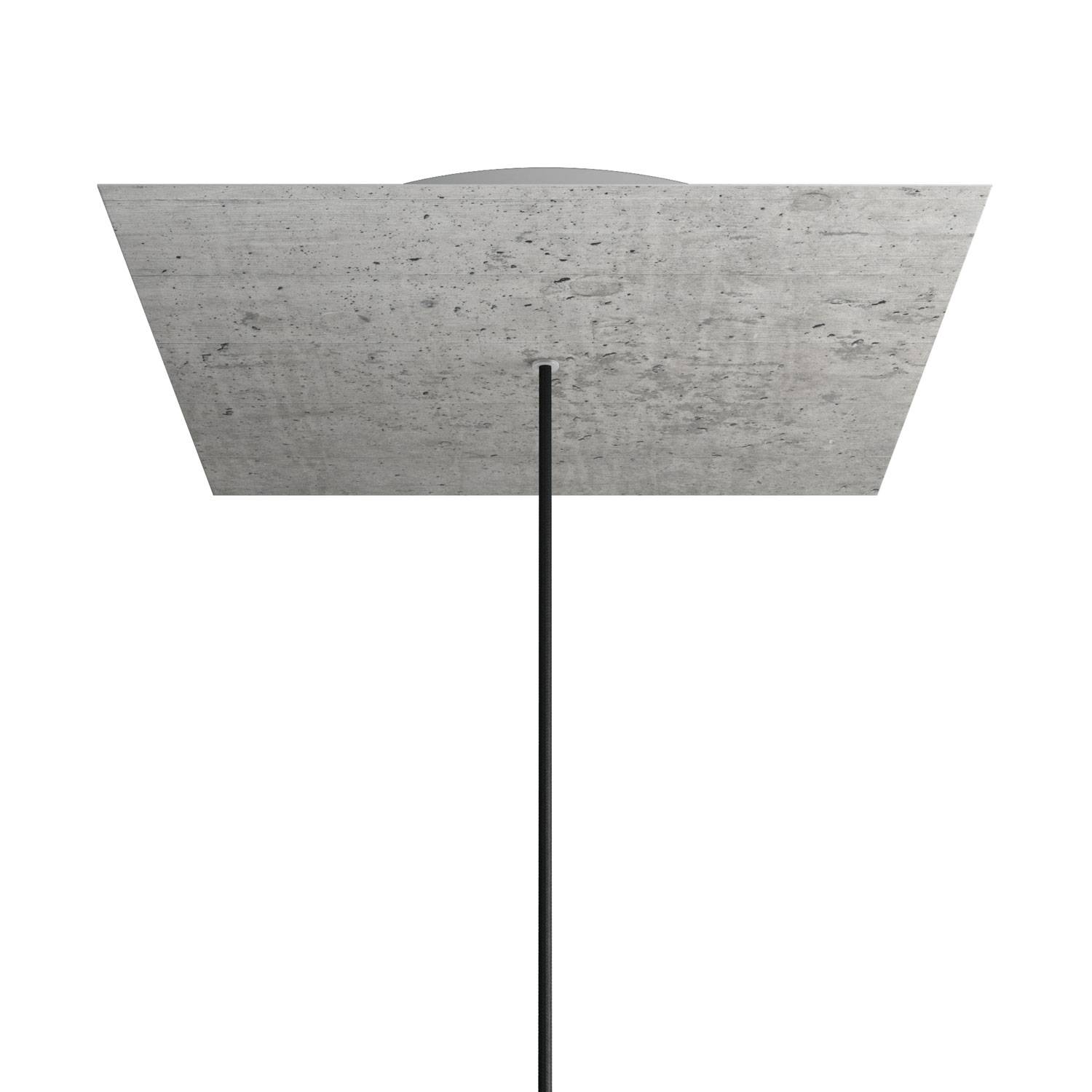 Rosone XXL Rose - One quadrato, 400 mm con 1 foro e 4 fori laterali - Cemento - Creative Cables