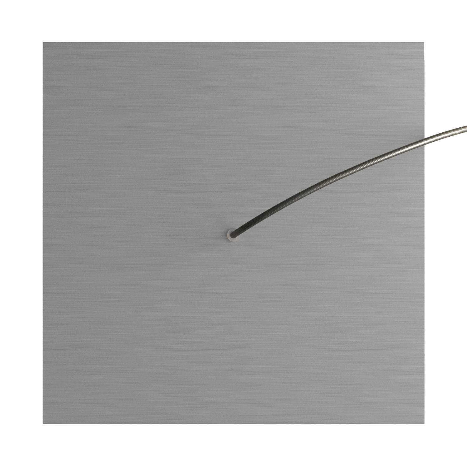 Rosone XXL Rose - One quadrato, 400 mm con 1 foro e 4 fori laterali - Dibond Acciaio satinato - Creative Cables