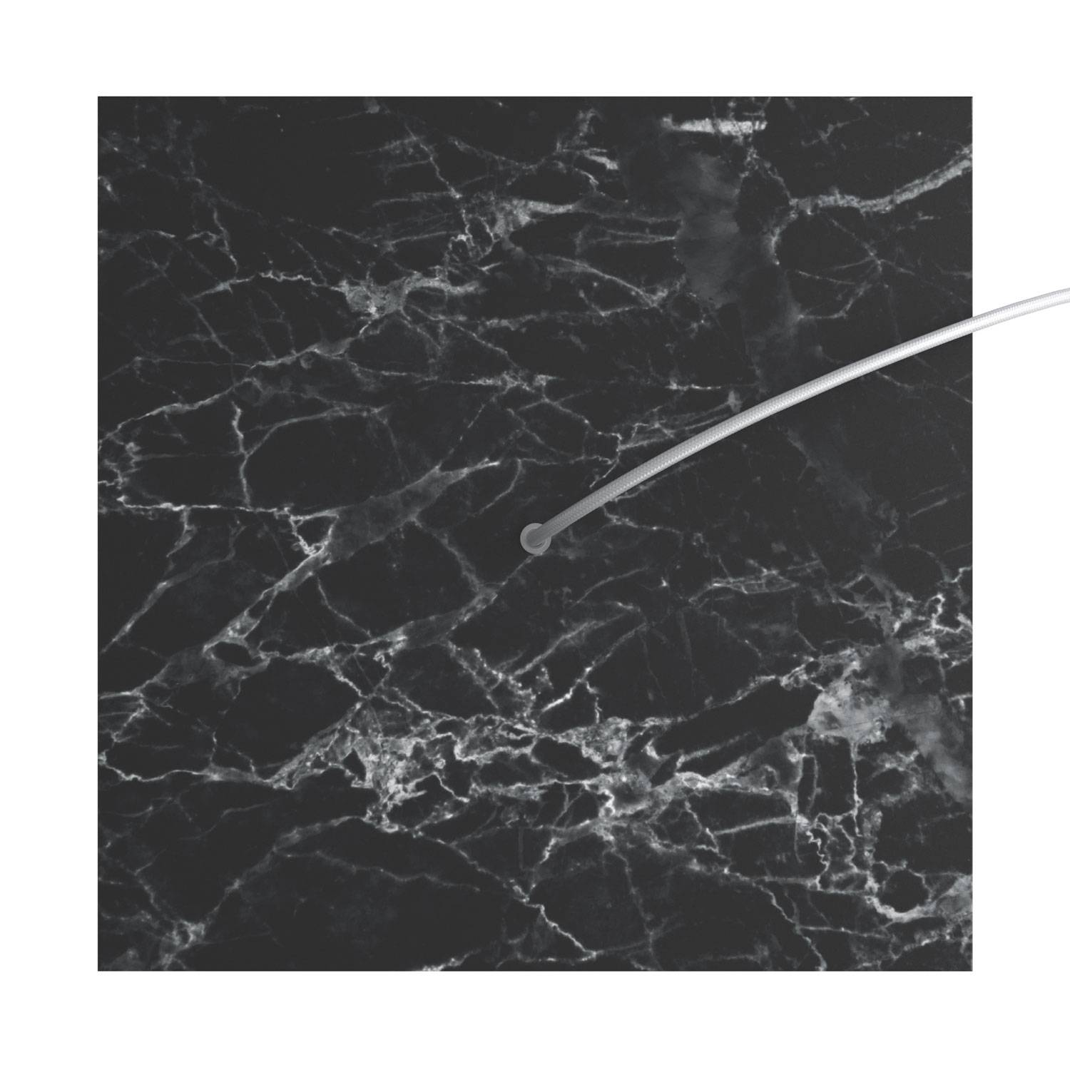 Rosone XXL Rose-One quadrato, 400 mm con 1 foro e 4 fori laterali - Marmo Marquina Bianco