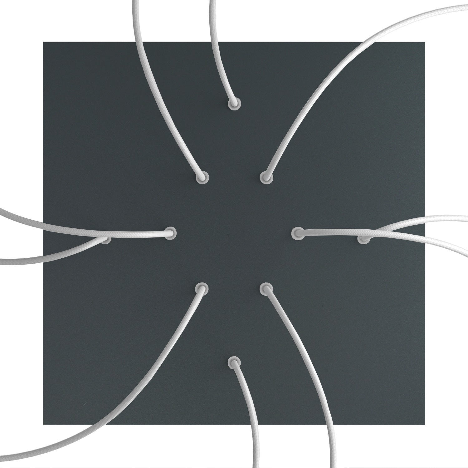 Rosone XXL Rose-One quadrato, 400 mm con 10 fori e 4 fori laterali - Antracite Bianco