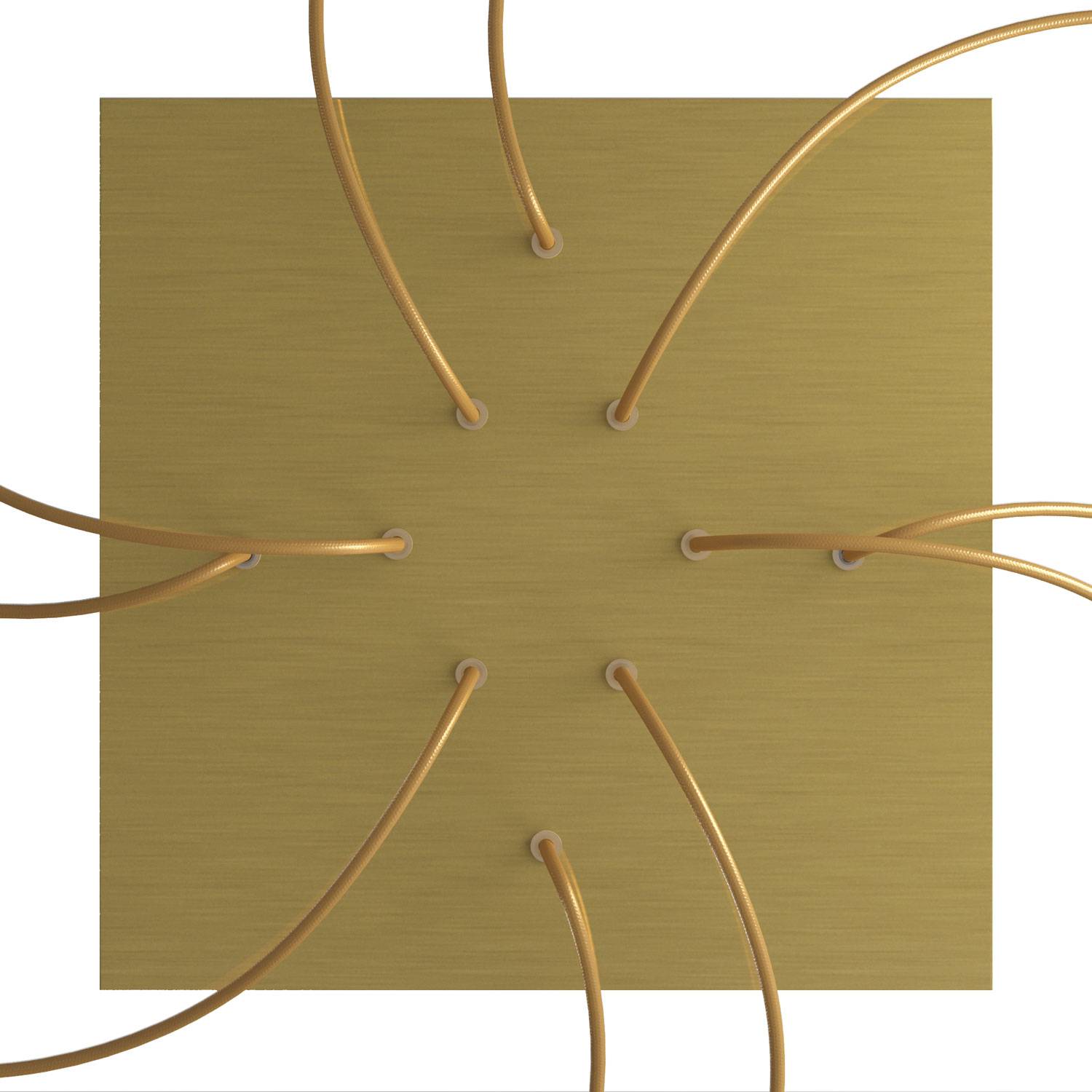 Rosone XXL Rose-One quadrato, 400 mm con 10 fori e 4 fori laterali - Dibond Ottone satinato Bianco