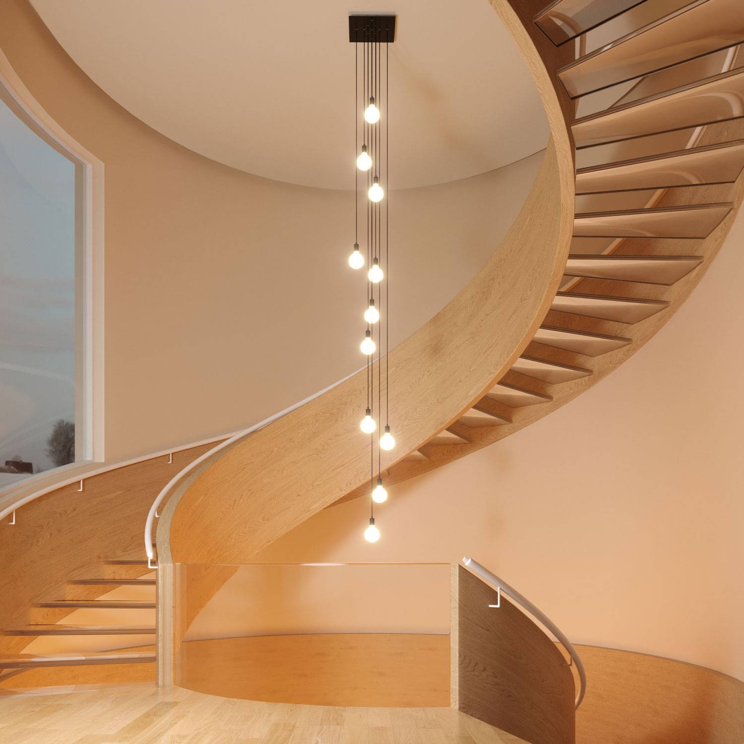 Rosone XXL Rose-One quadrato, 400 mm con 10 fori e 4 fori laterali - Nero opaco Bianco