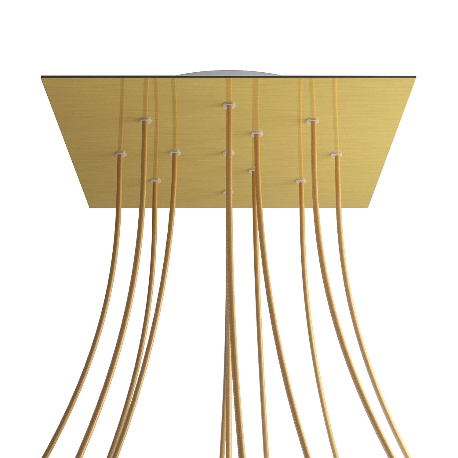 Rosone XXL Rose-One quadrato, 400 mm con 12 fori e 4 fori laterali - Dibond Ottone satinato Bianco